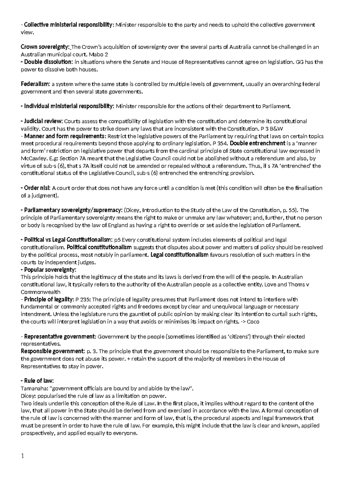Public Law Definitions: Key Concepts in Australian Constitutional Law ...