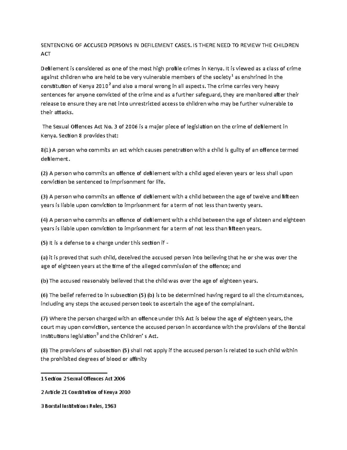Reviewing Sentences in Defilement Cases: A Critical Analysis of the SOA ...