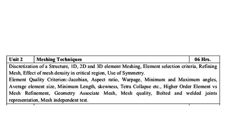 ⭐️CAE Unit 2 Meshing Techniques - Important Notes for SPPU Mech⭐️ - Studocu