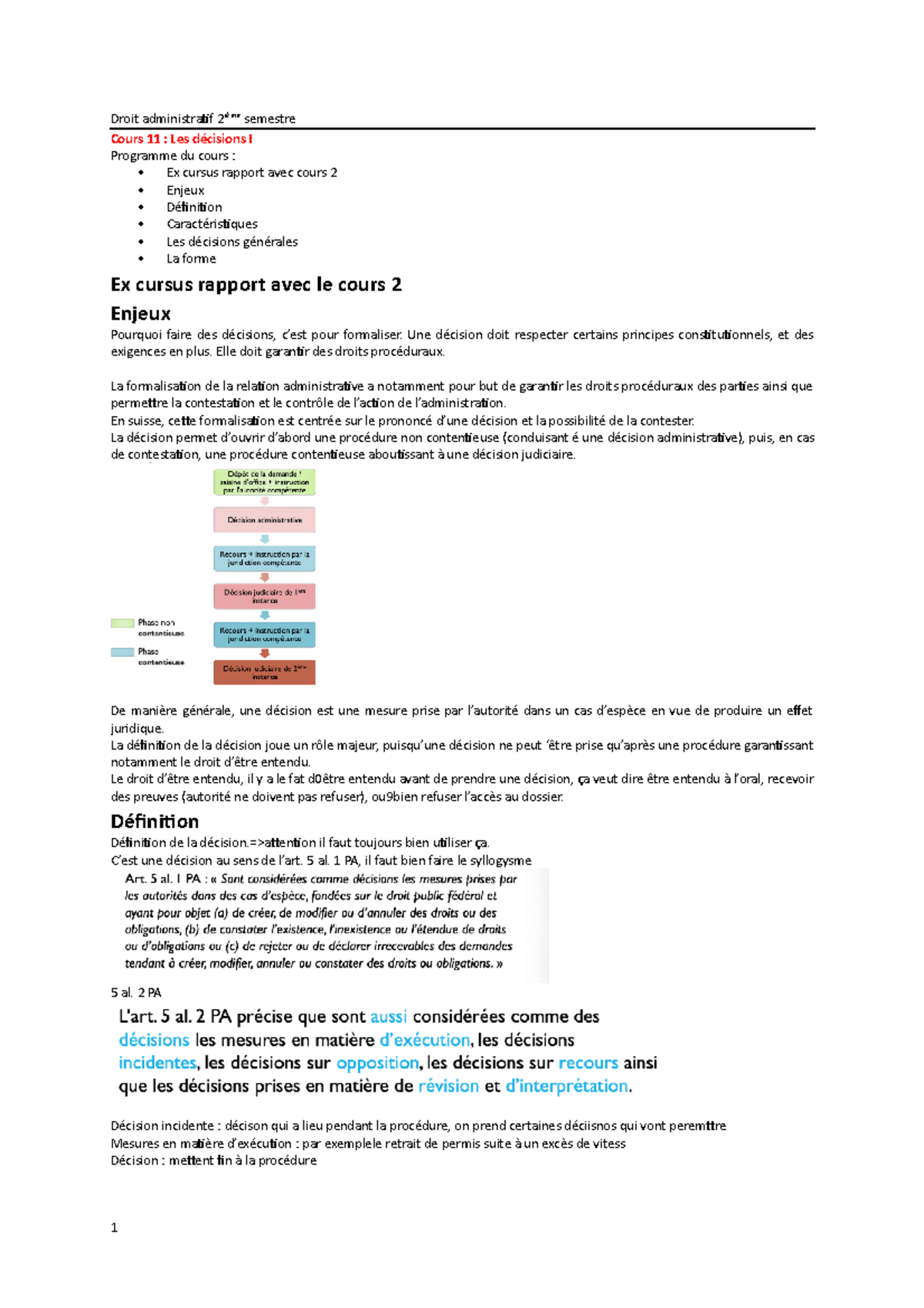Droit administratif 2ième semestre - Une décision doit respecter ...