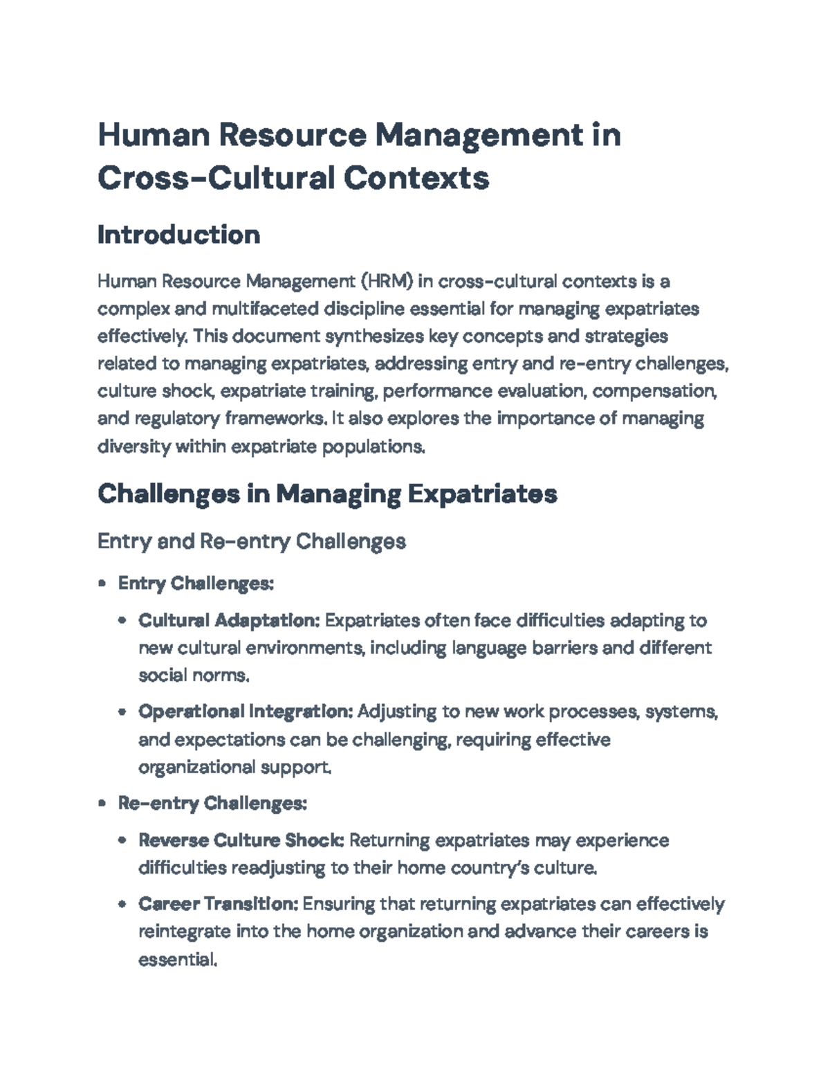 Human Resource Management (HRM) in Cross-Cultural Contexts: Expatriate ...