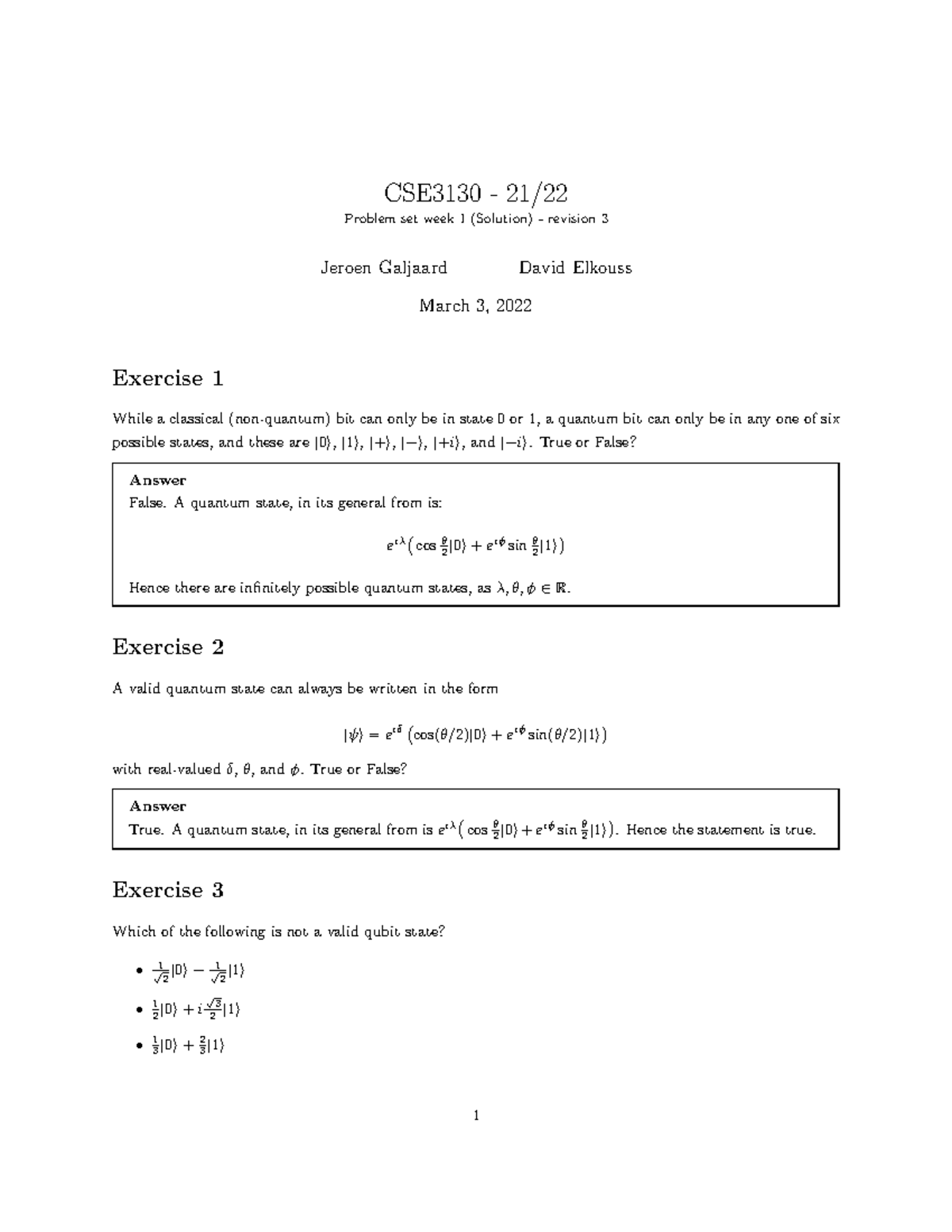 CS3130 Week 1 Exercise Solutions and Explanations - Studeersnel