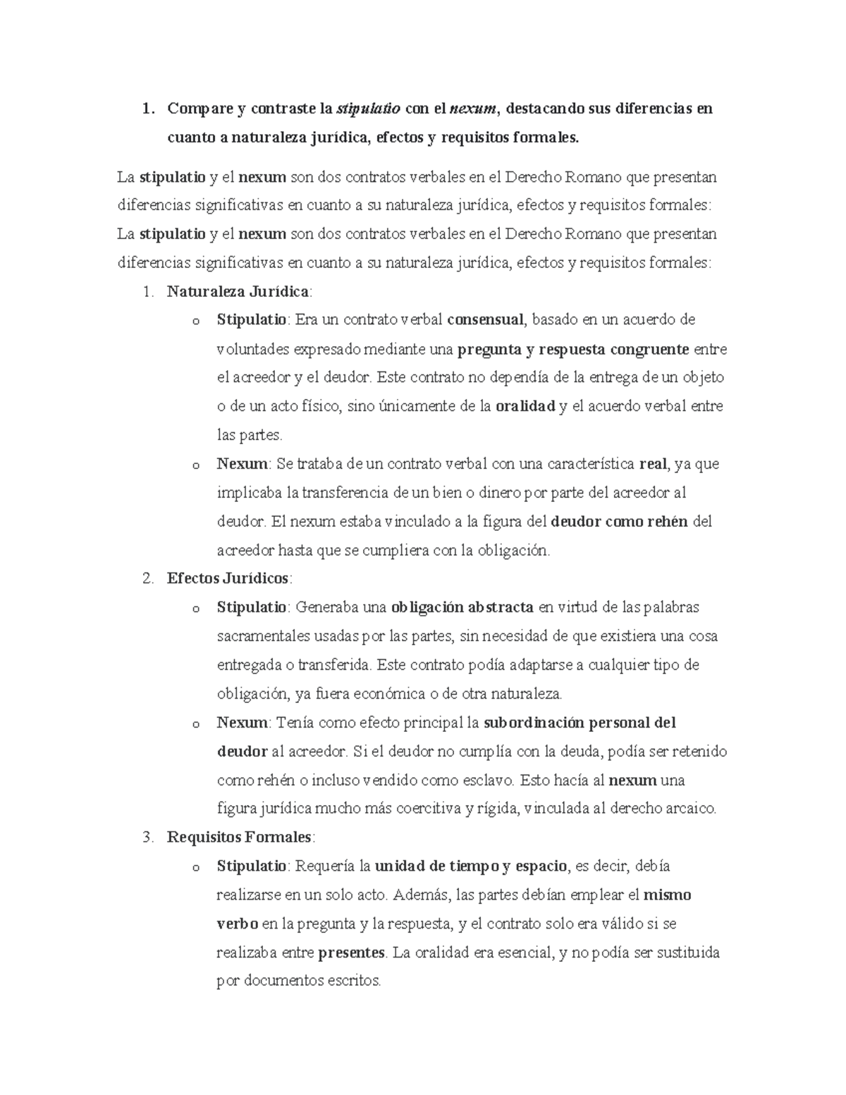 Comparativa de Stipulatio y Nexum en el Derecho Romano: Contratos ...