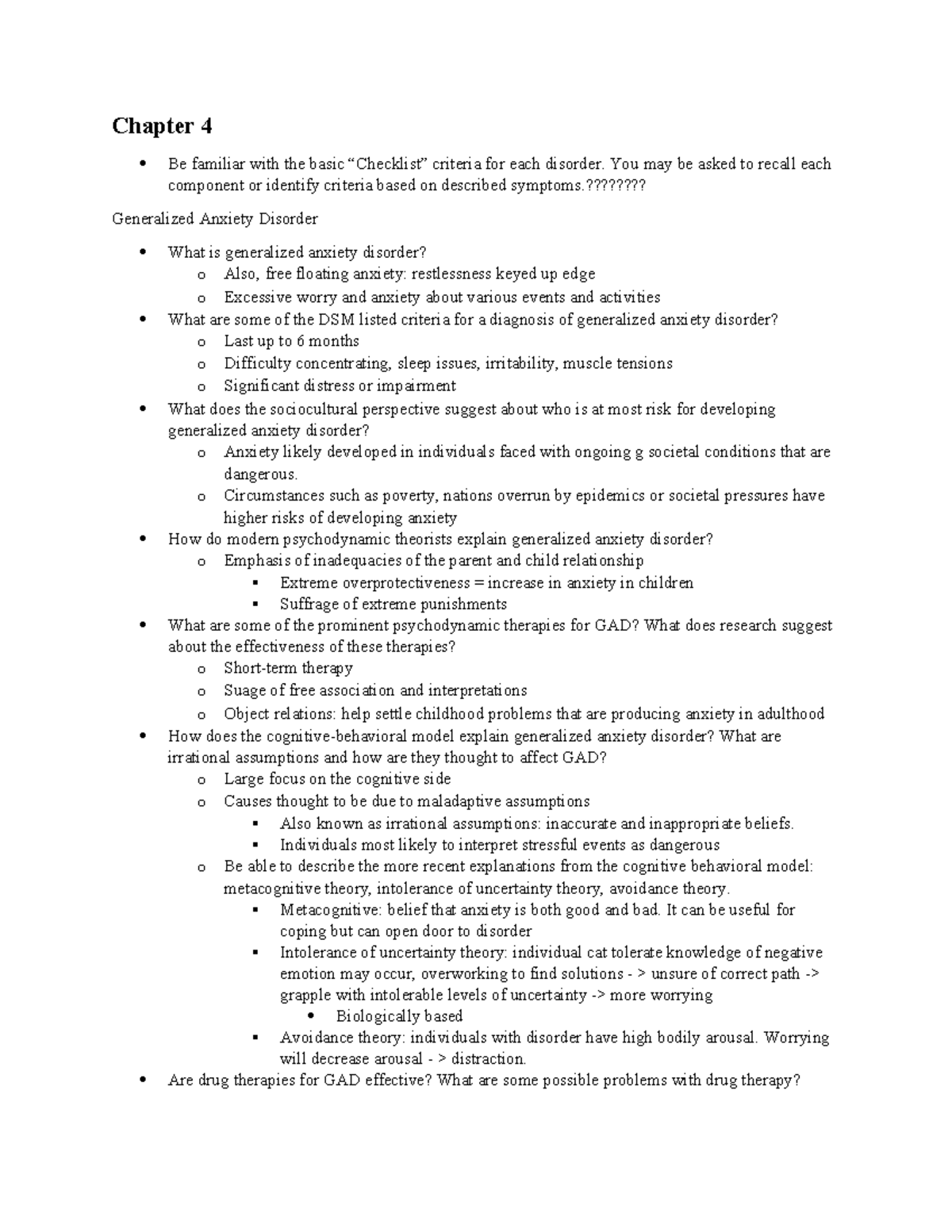 Anxiety Disorders Overview and Therapeutic Approaches (Chapter 4) - Studocu