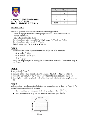 Assessment 3 TEST MAT421(DEC2023) ( Example) - MAT 421 – Calculus 1 ...