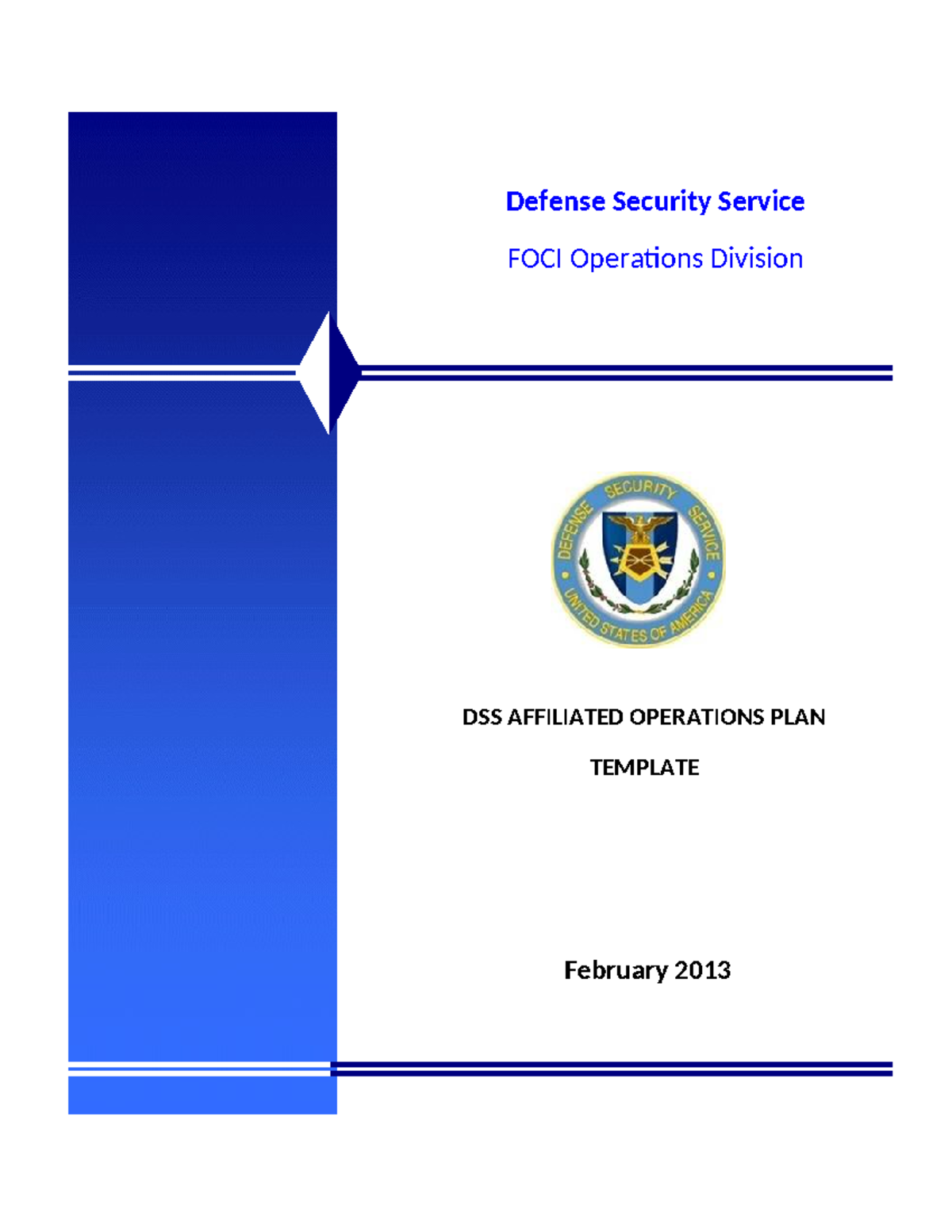 DSS FOCI Affiliated Operations Plan Template - Feb 2013 - Studocu
