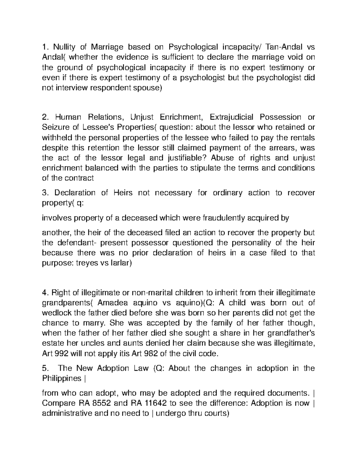 Civil law materials - Nullity of Marriage based on Psychological ...