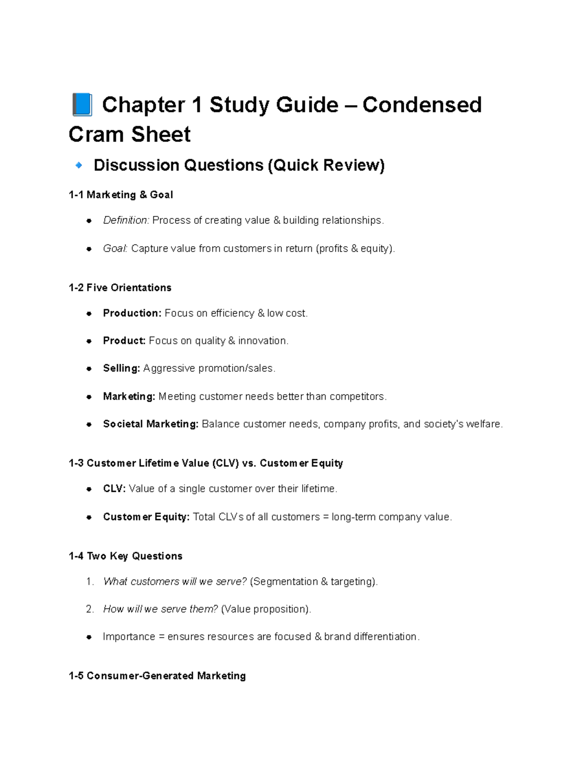 IBM Marketing Exam Study Guide: Key Concepts & Strategies (Chapter 1 ...
