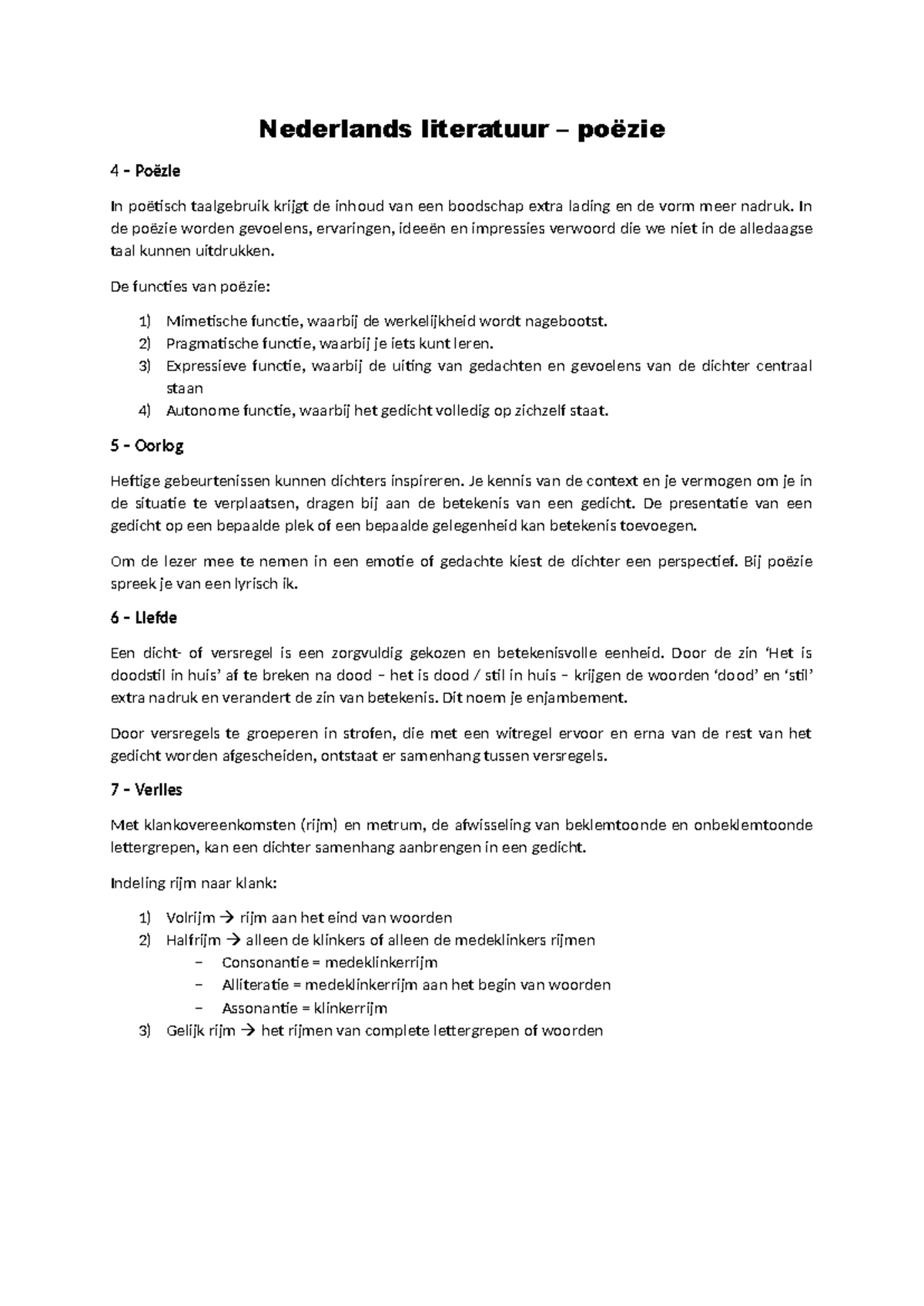 Nederlands Literatuur - Poëzie Analyse en Functies - Studeersnel