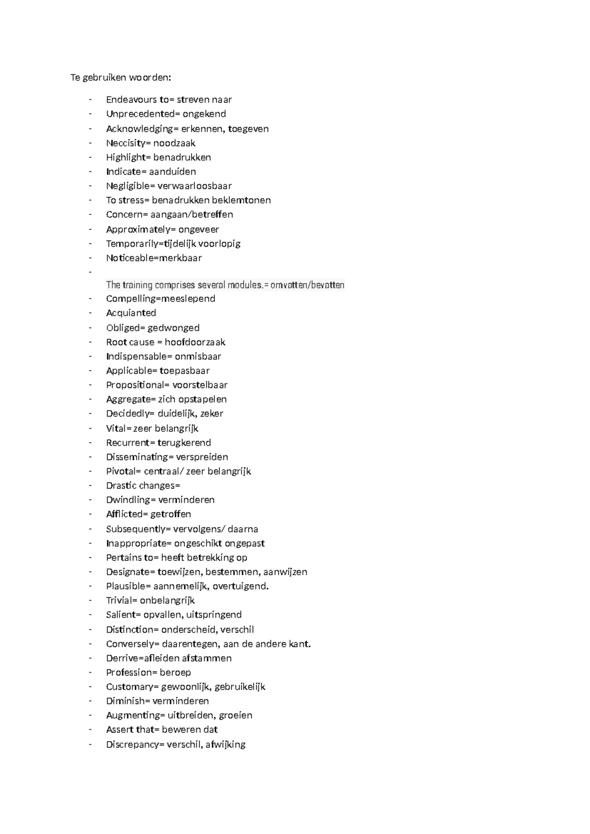 Academic English Vocabulary List for Proficiency Enhancement - Studeersnel