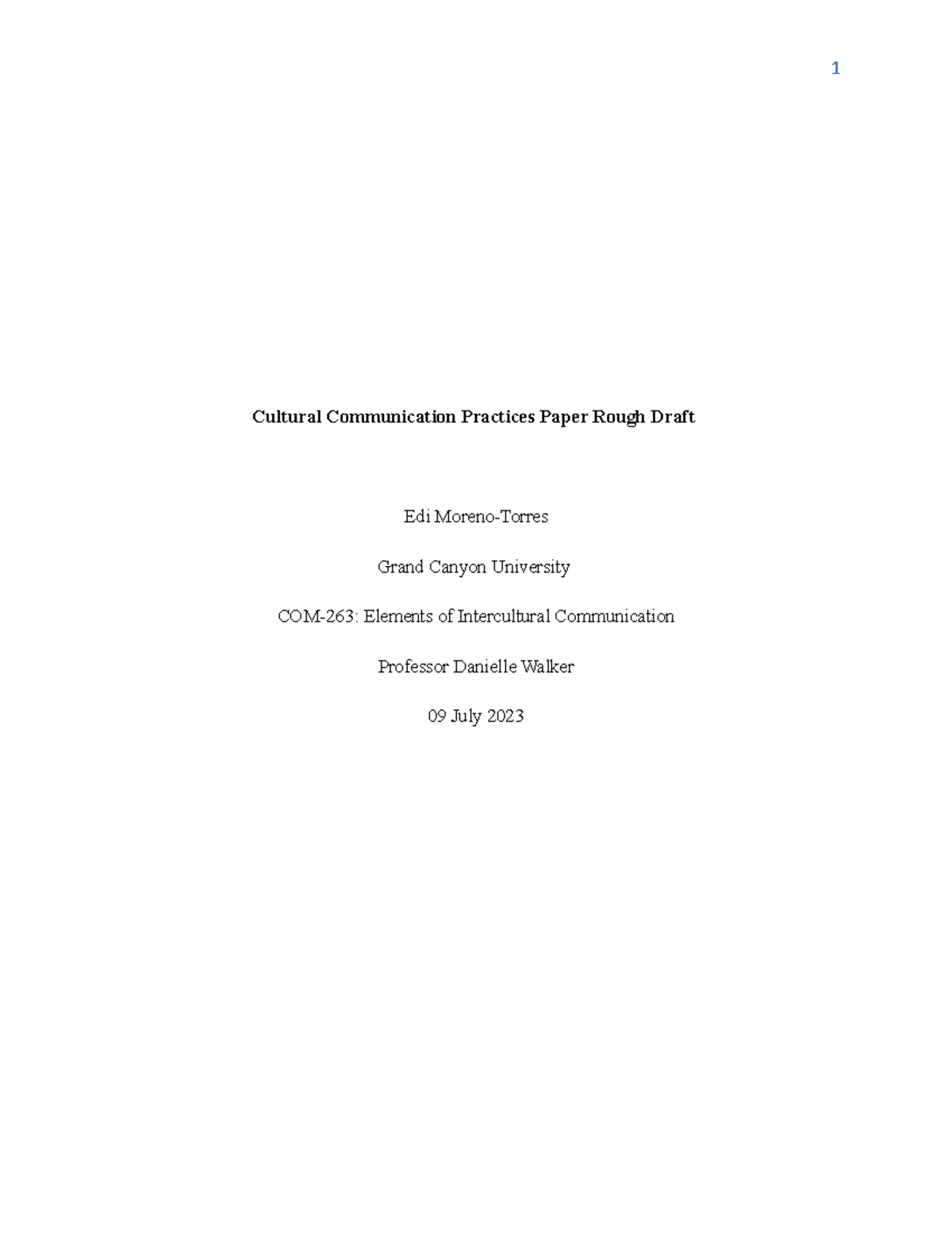 COM-263 Cultural Communication Practices Paper Rough Draft - Studocu