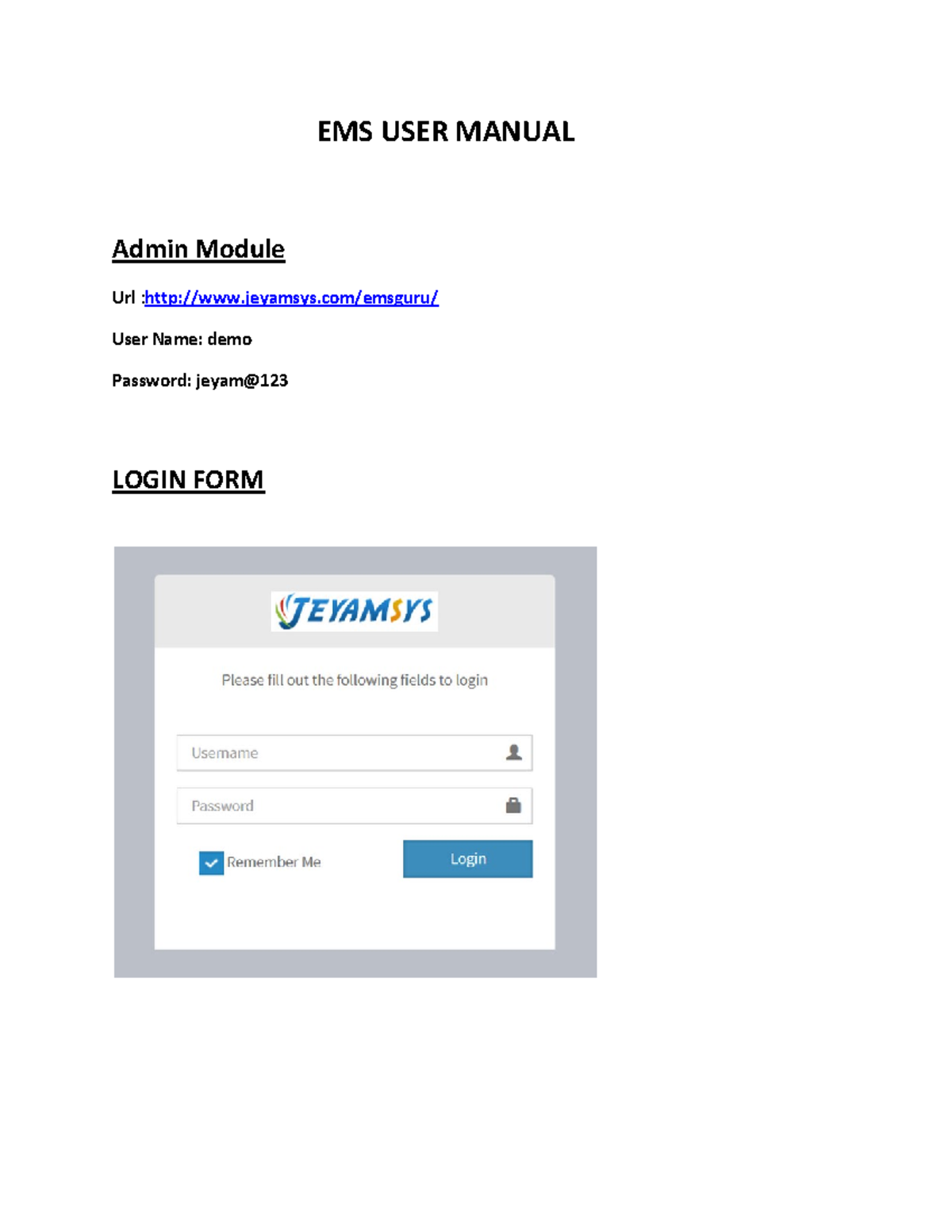 EMS USER MANUAL: Admin Module Overview and Features Guide - Studocu