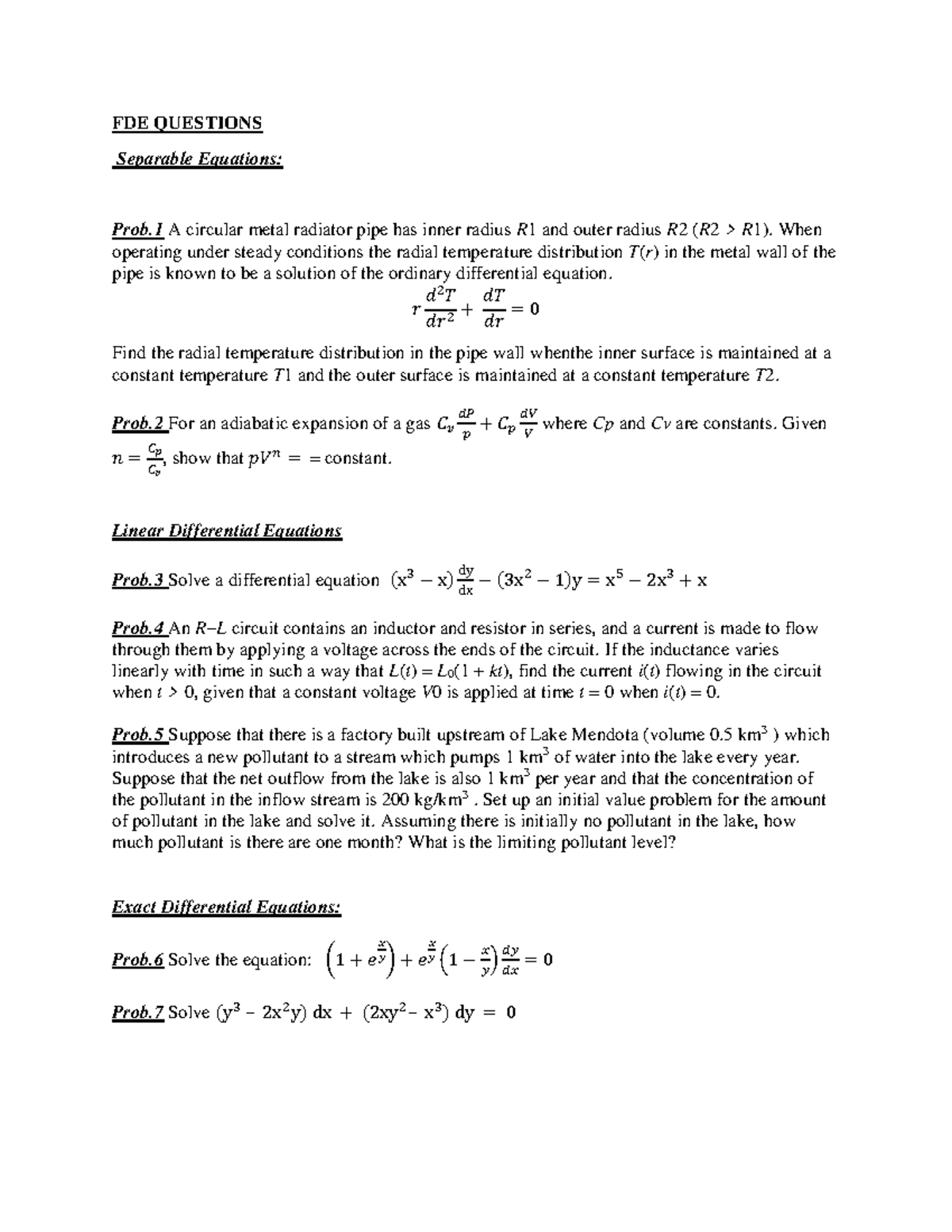 FDE 5: First Order Differential Equations - Key Problems and Solutions ...