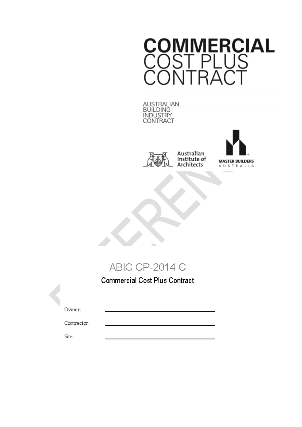 Commercial Cost Plus Contract ABIC CP-2014 C - Studocu