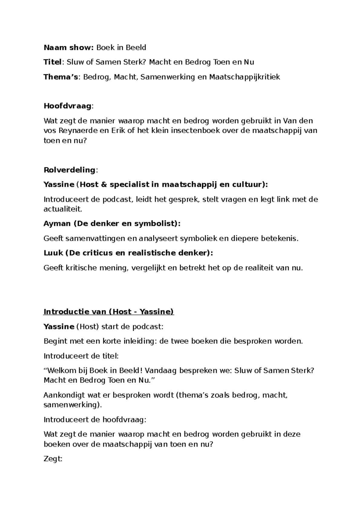 Podcast Script: Sluw of Samen Sterk? Macht en Bedrog in Boeken ...