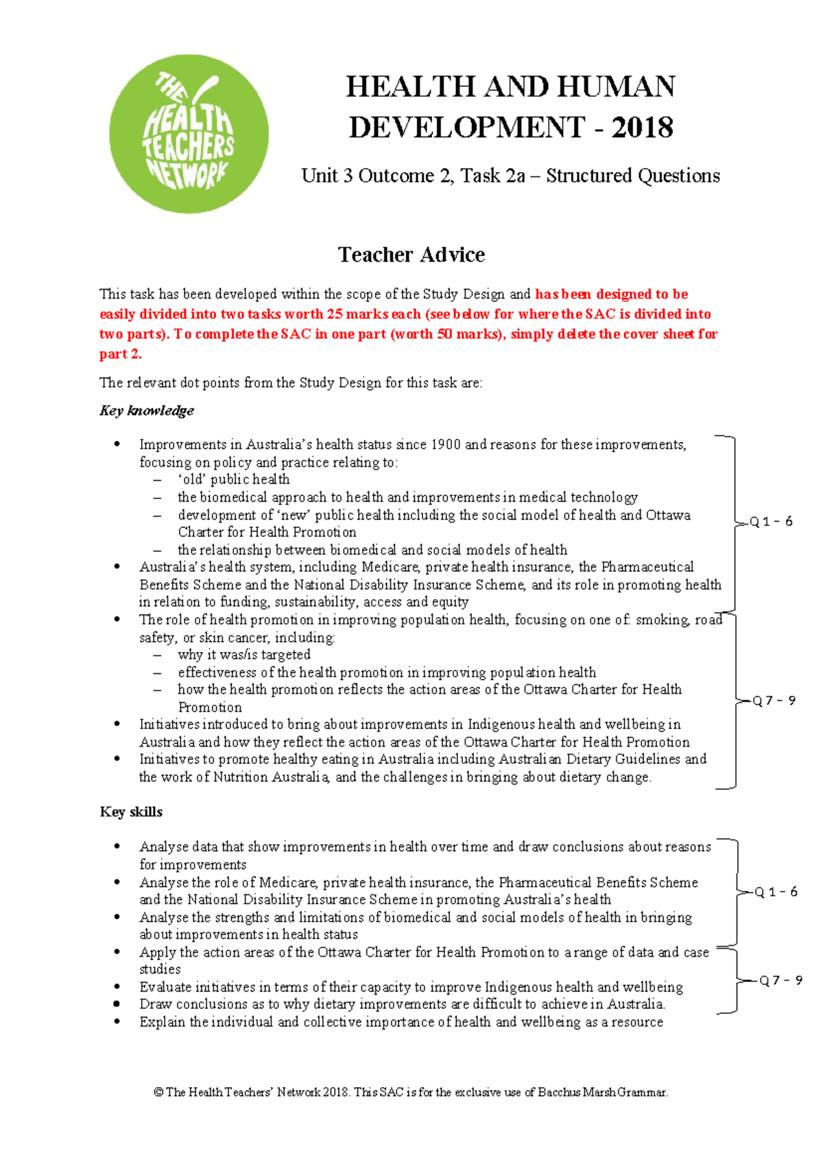 HEALTH AND HUMAN DEVELOPMENT Unit 3 AOS 2 Practice SAC - Studocu