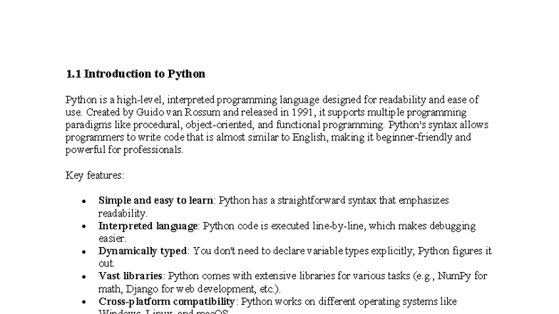 Chapter 1 - Introduction to Python Programming (NICE) - Studocu