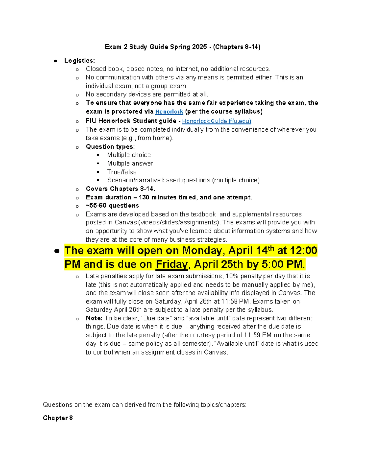 ISM 3011 - Midterm Exam Study Guide for Spring 2023 - Studocu