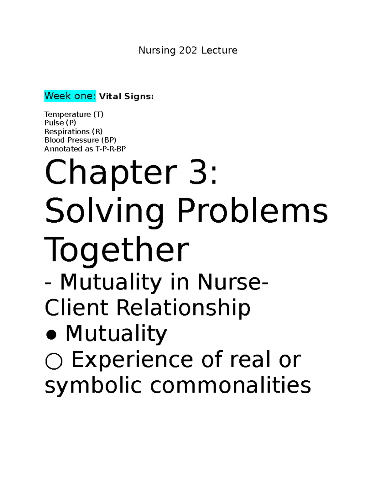 Nursing 202 Lecture - Vital Signs & Health Assessment Overview - Studocu