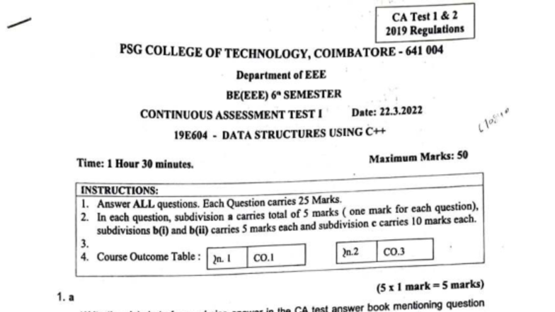 2022 DSA papers - Tgghh - a b. CA Test I & 2 2019 Regulations PSG ...