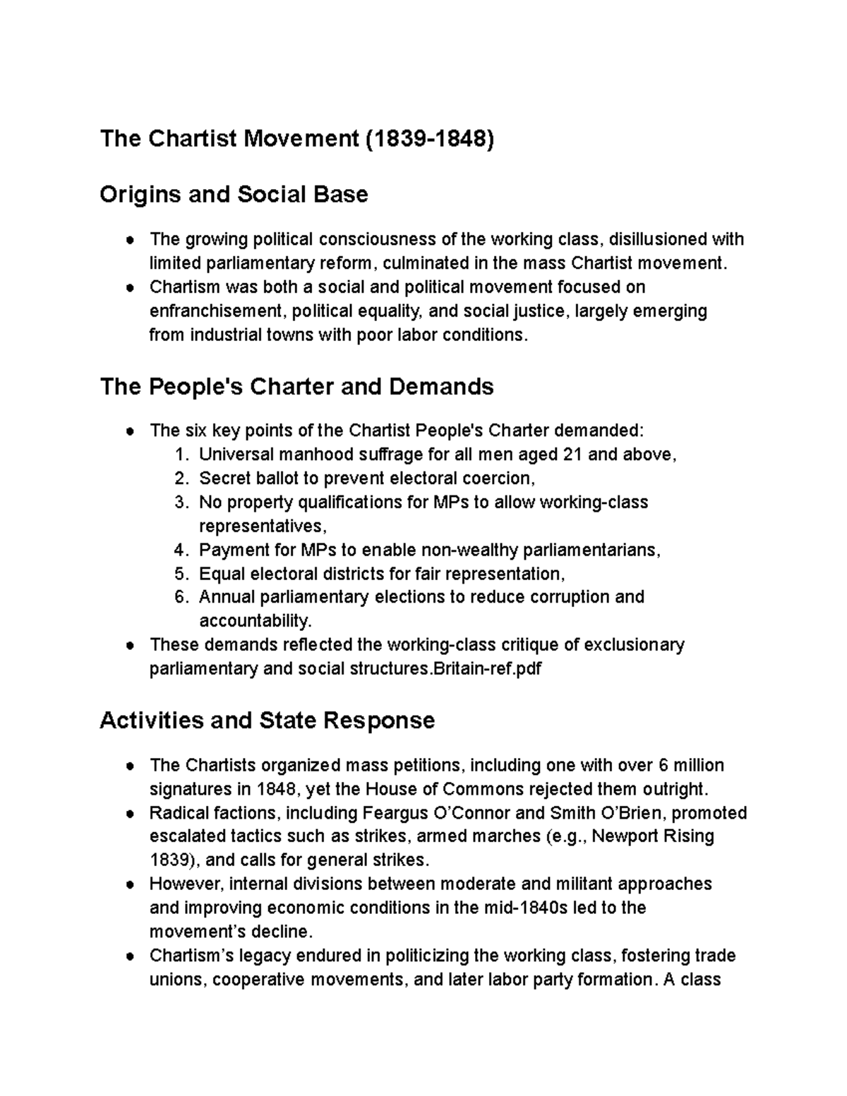 Legacy Of Chartism