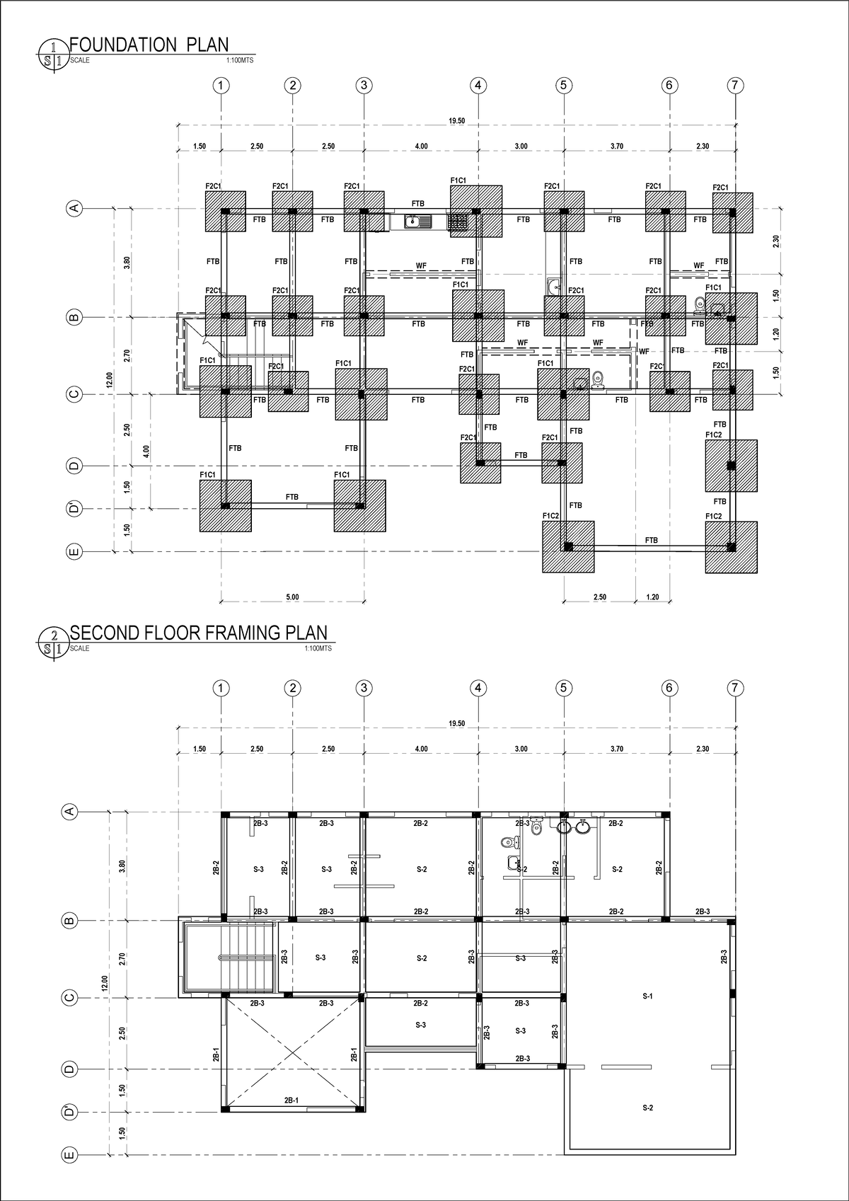 FOUNDATION, ROOF & FRAMING PLANS (1:100MTS) - BT Course Document - Studocu
