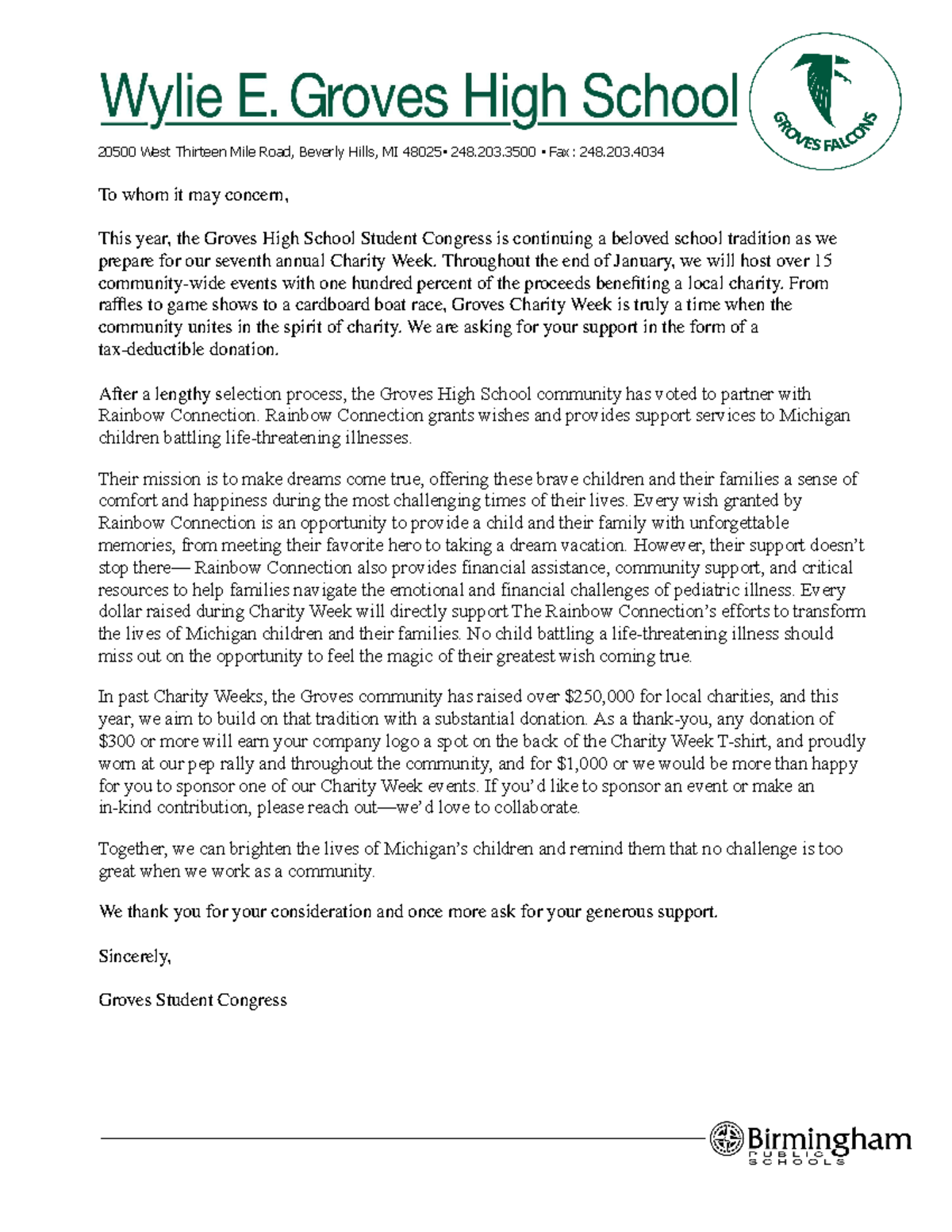Rainbow+Connection+New+Donor+Letter - 20500 West Thirteen Mile Road ...