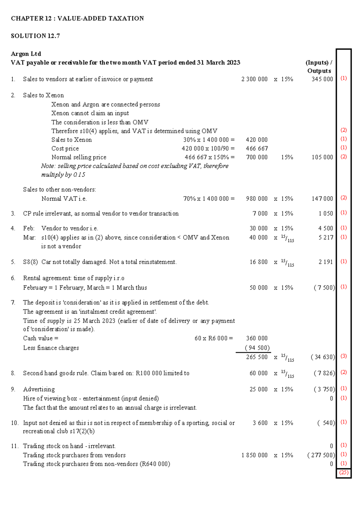 CHAPTER 12: VAT Payable/Receivable Analysis for Argon Ltd (Solution 12 ...