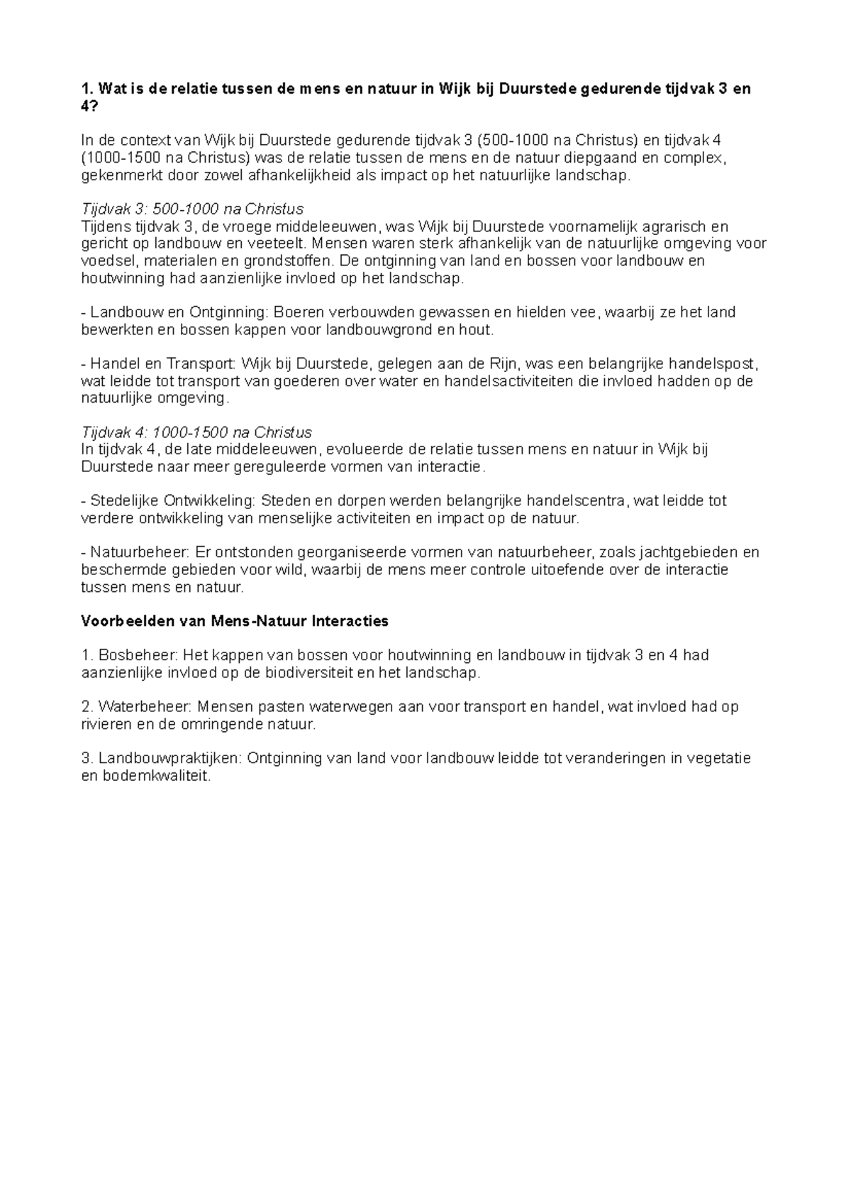 Relatie Tussen Mens en Natuur in Wijk bij Duurstede (500-1500 ...