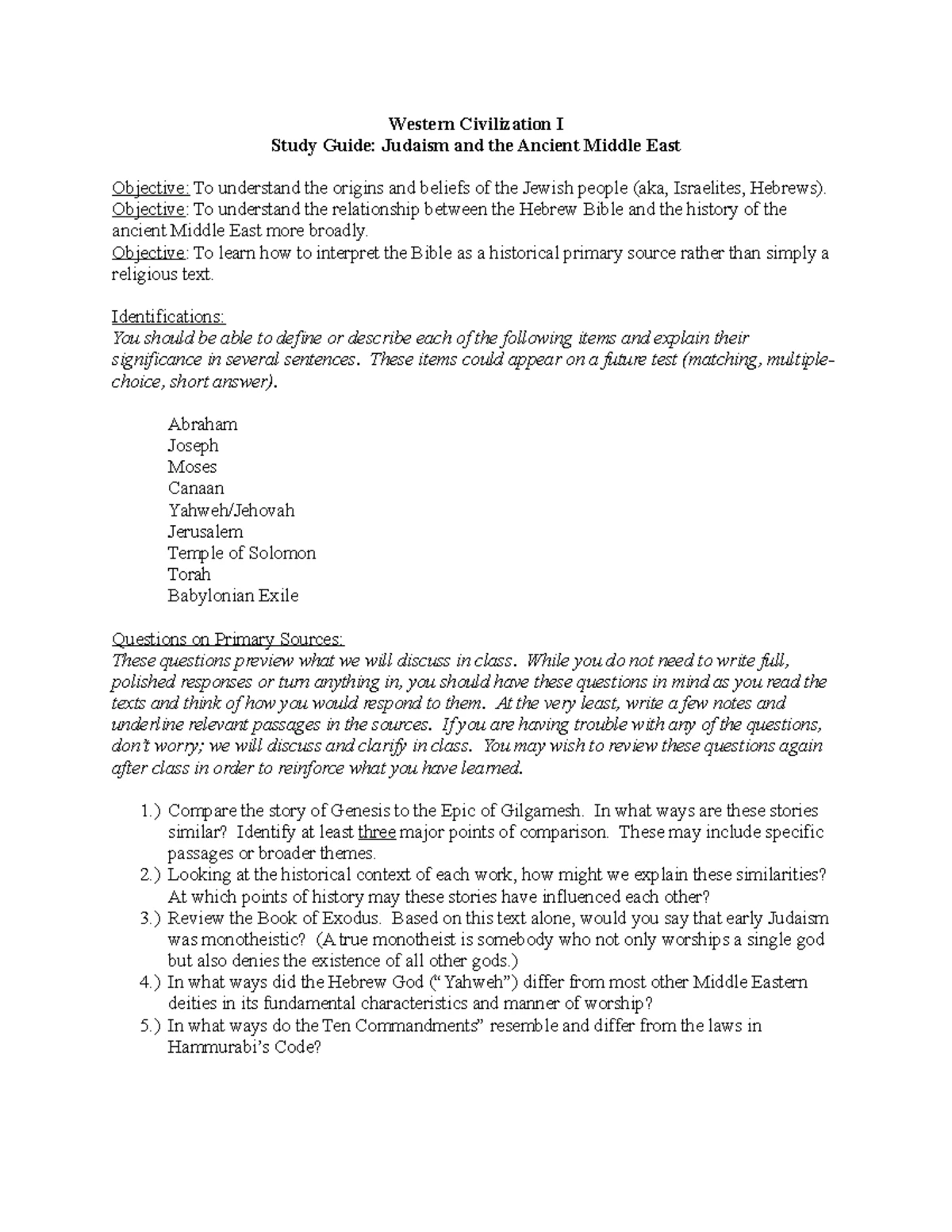 Final Exam Study Guide for HIS 102: History of Western Civilization II ...