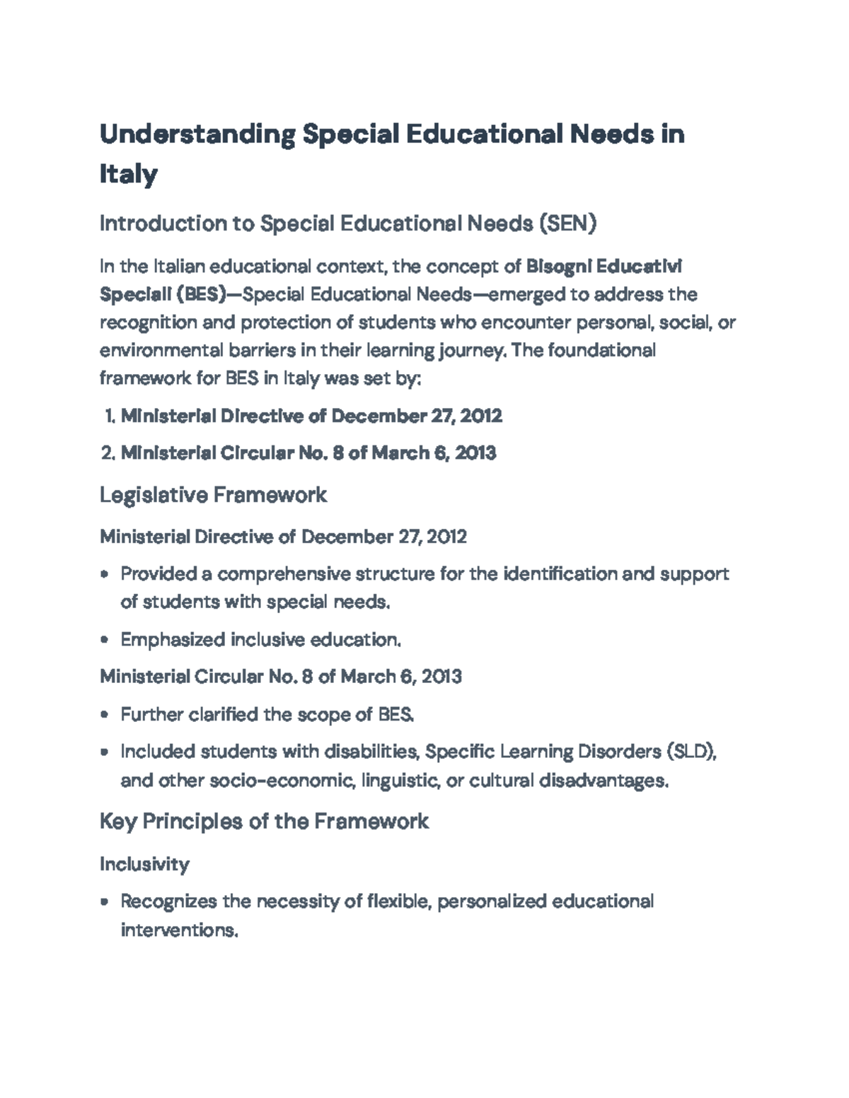 Understanding Special Educational Needs (SEN) Framework in Italy ...