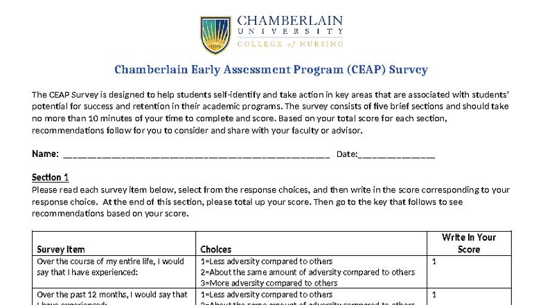 NR103 CEAP Survey - Self-Service Student Tool May 2022 - Studocu