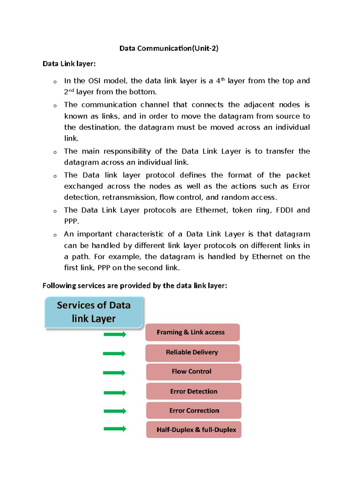 Data Communication(unit-2) - Data Communication(Unit-2) Data Link layer ...