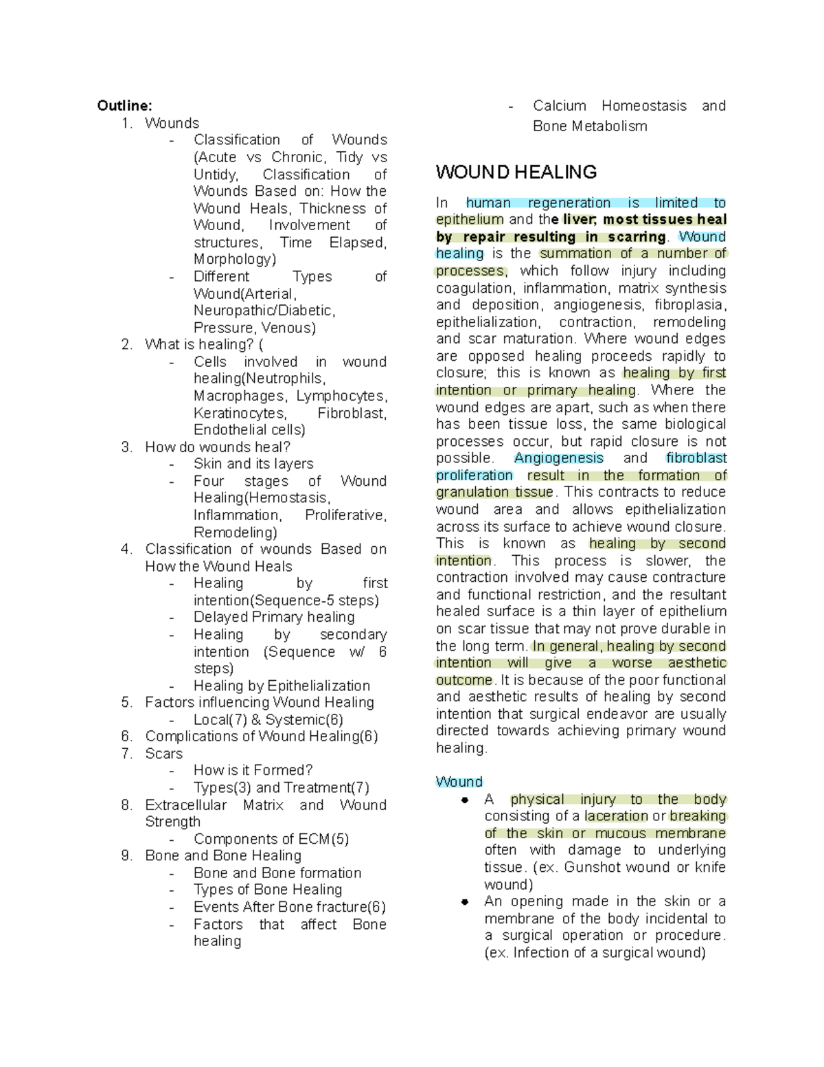 WOUND HEALING: Classification and Mechanisms in Wound Management - Studocu