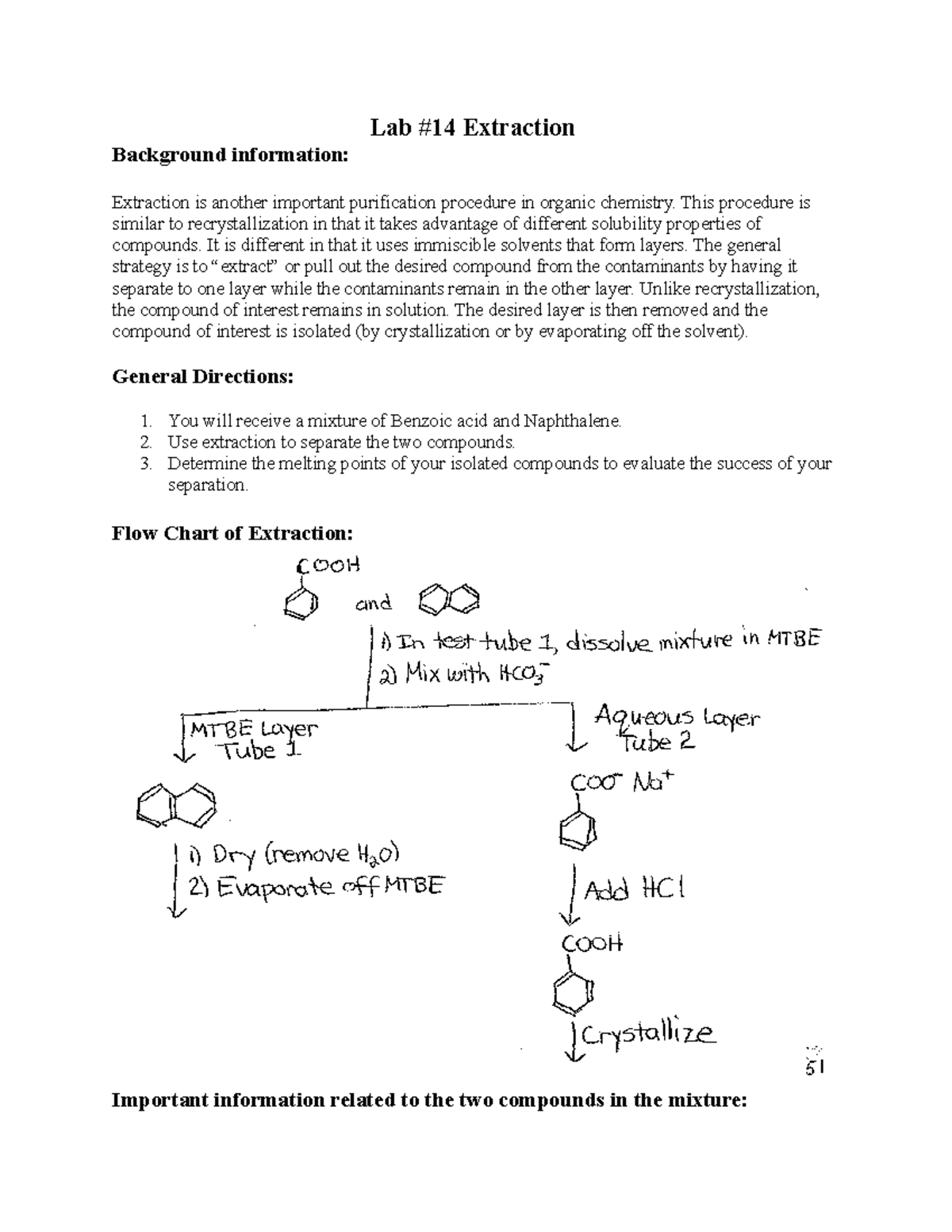 Lab14extraction manual - Lab #14 Extraction Background information ...