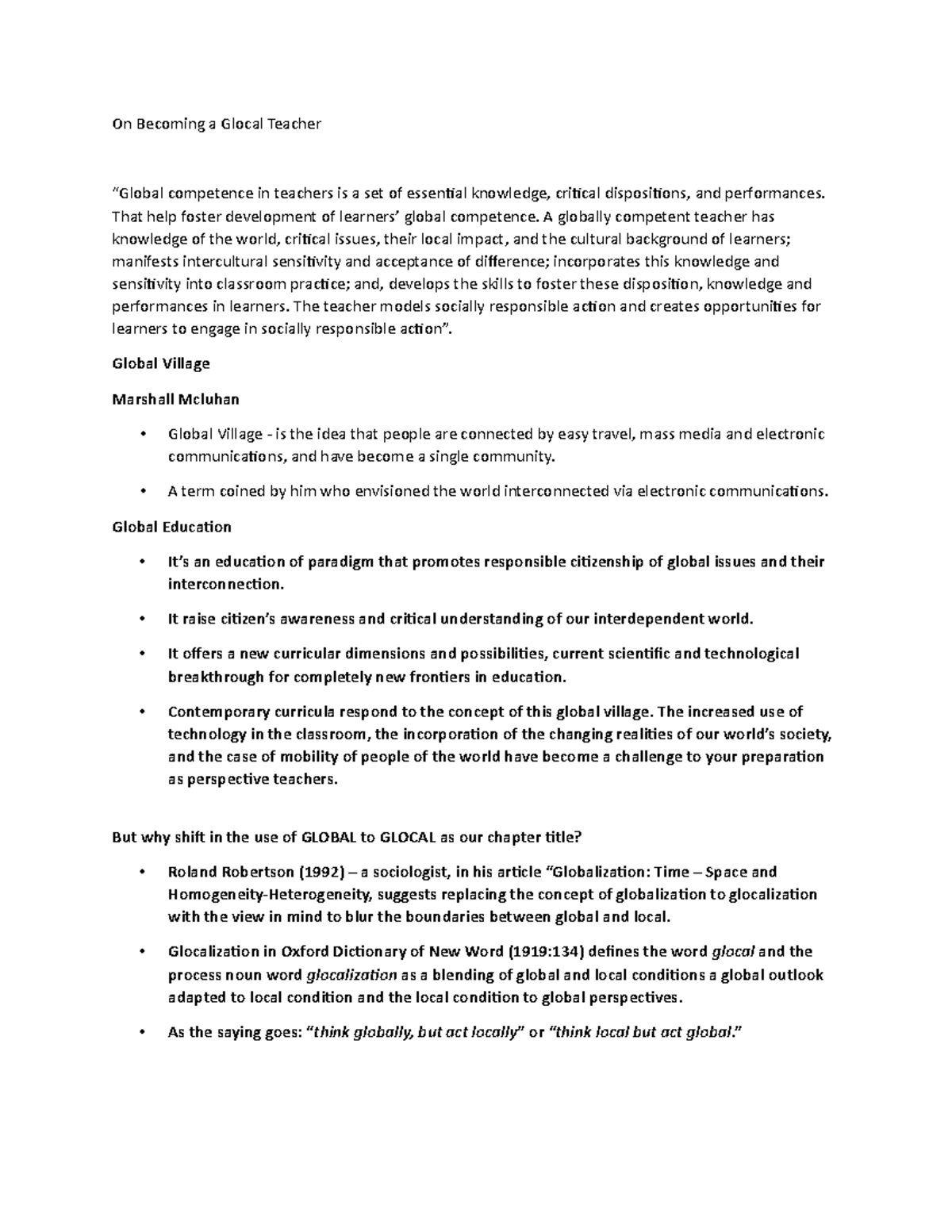 Become a Glocal Teacher and Global Teacher - On Becoming a Glocal ...