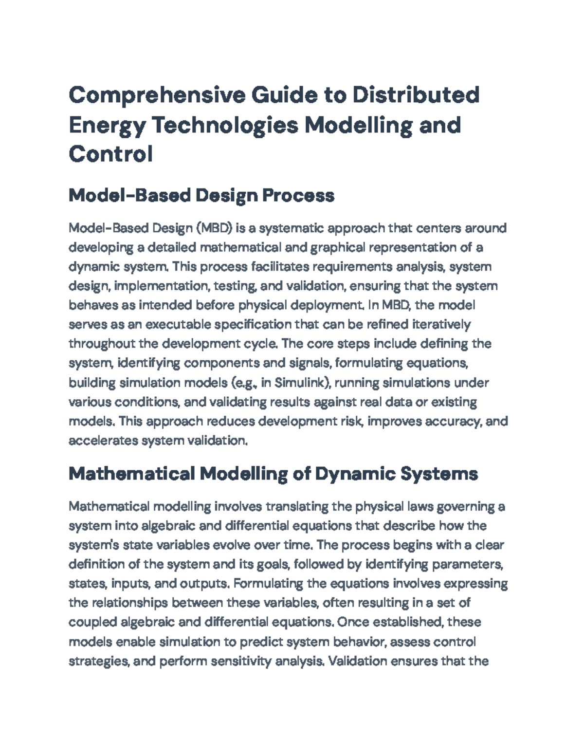 Comprehensive Guide to MBD & Control in Distributed Energy Systems ...