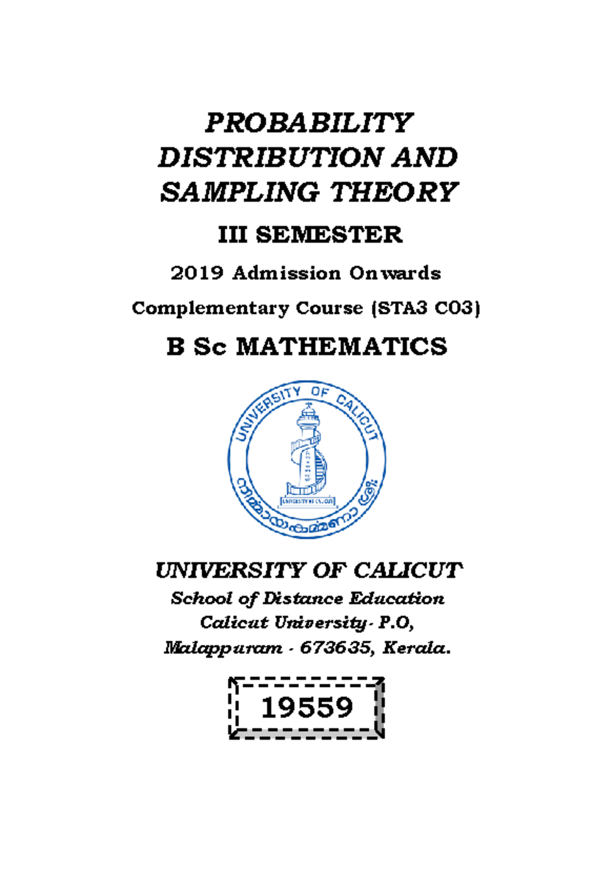 Probability distribution and Sampling theory - PROBABILITY DISTRIBUTION ...