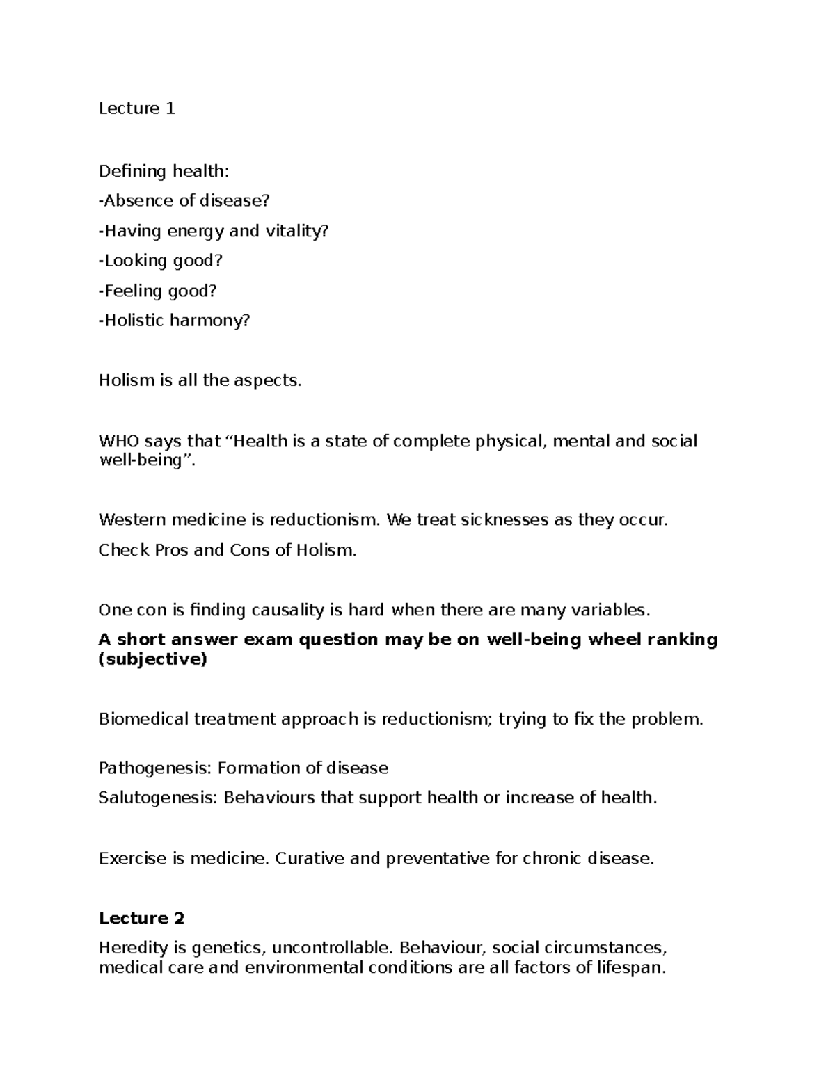 KIN 101 Lecture Notes: Health, Habits & Fitness Fundamentals - Studocu
