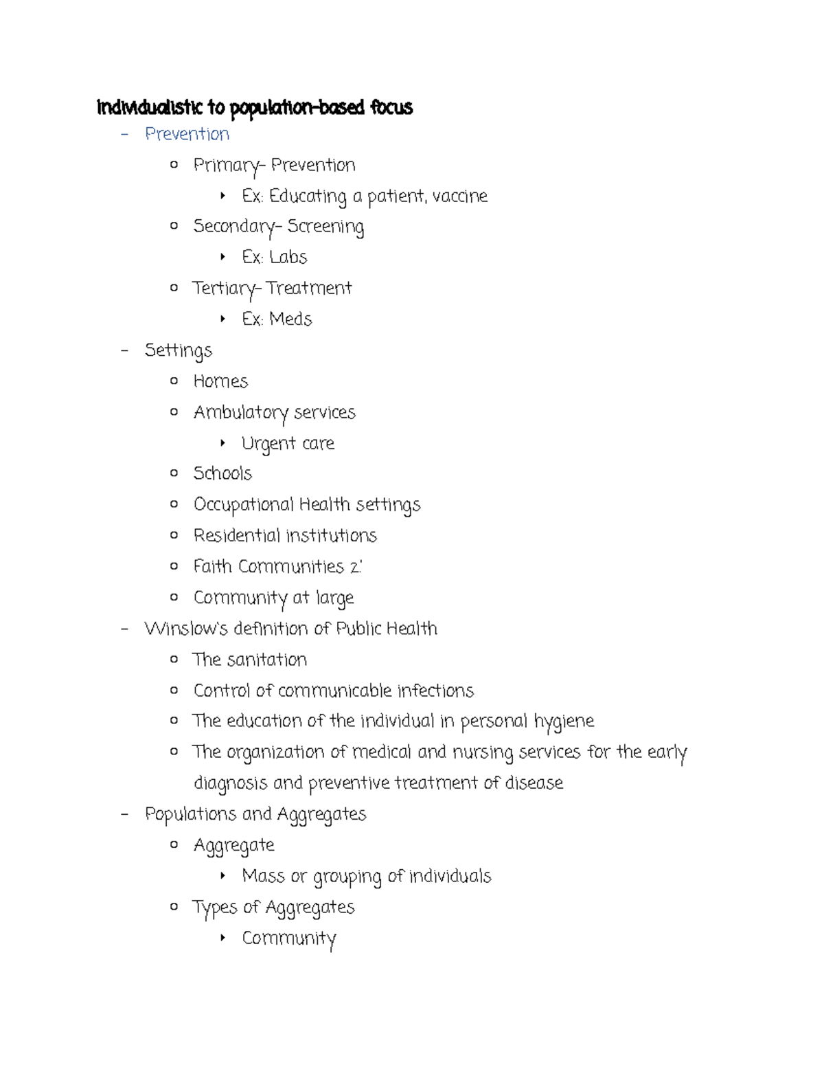 Public Health Overview: Key Concepts and Community Roles - Studocu