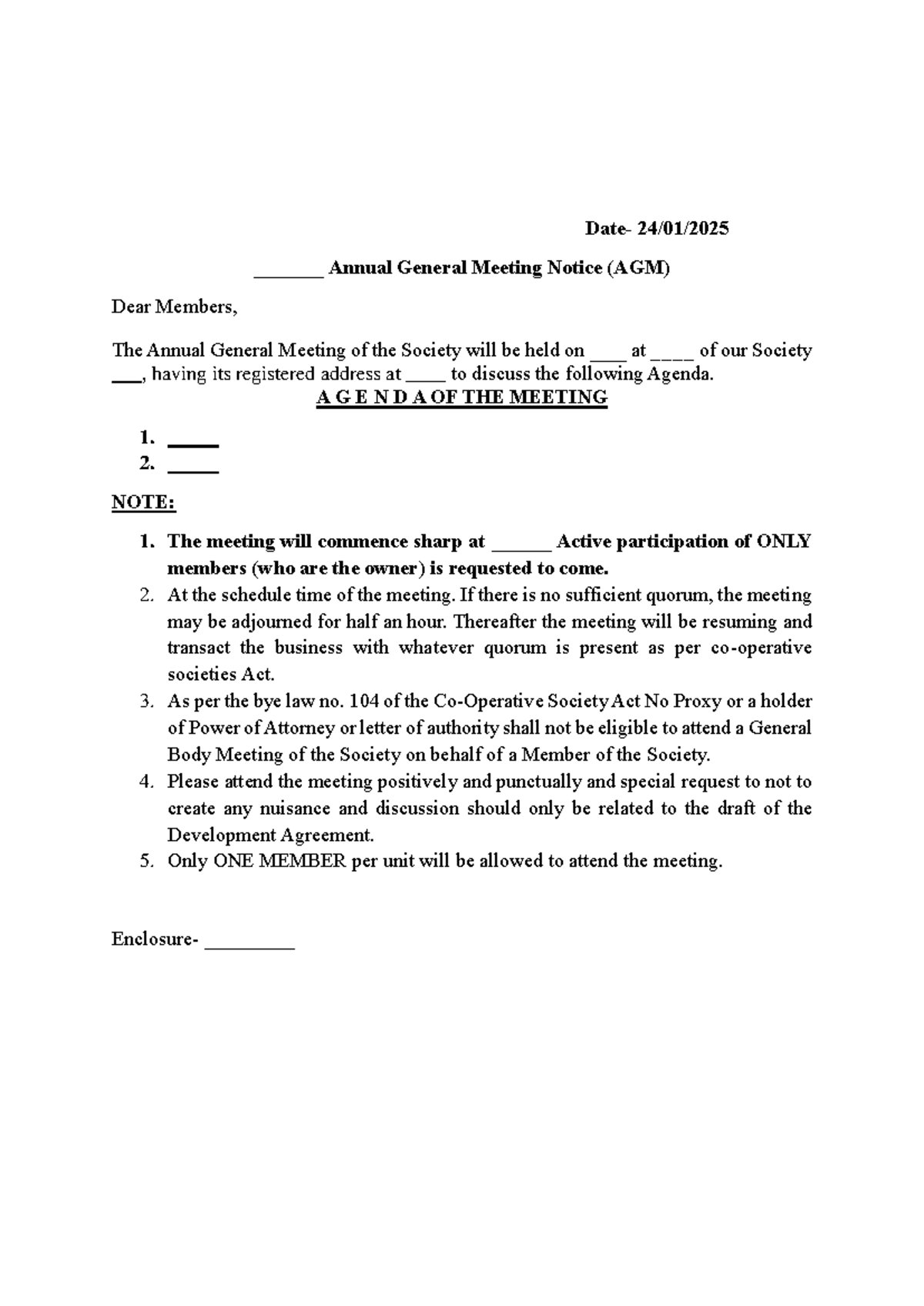AGM Notice: Annual General Meeting Agenda for Members - Studocu