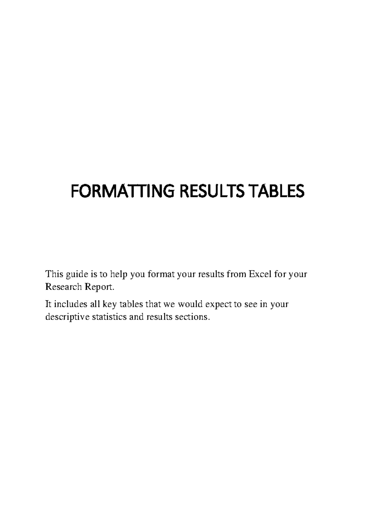 Research Report - Formatting Results Tables (004) - Studocu