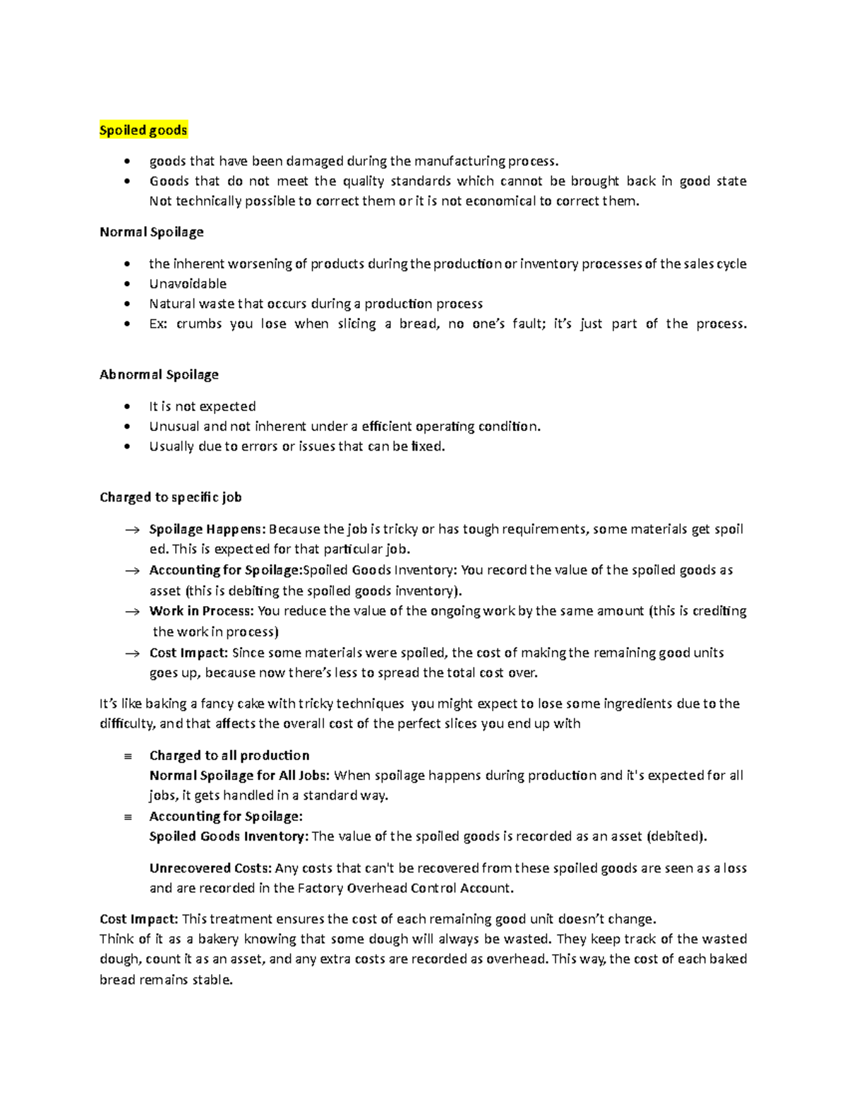 Accounting FOR Losses ( Reviewer) - Spoiled goods - goods that have ...