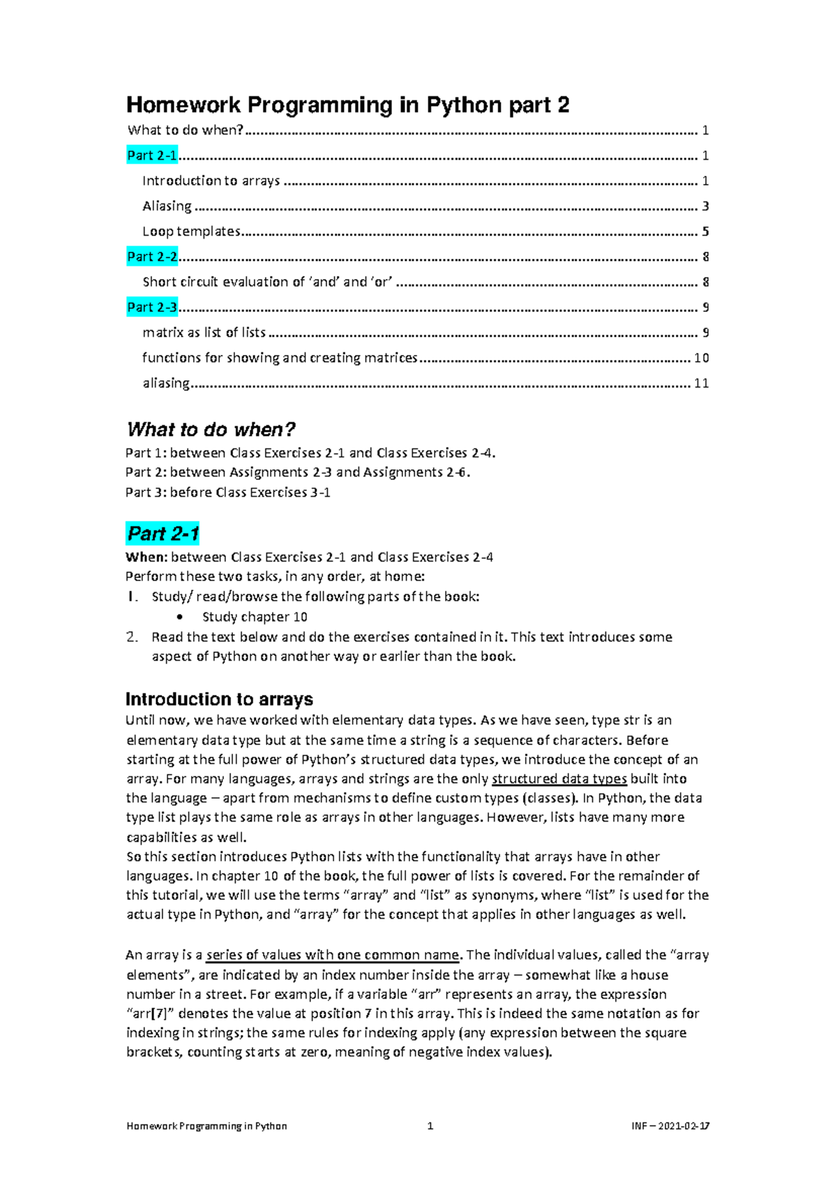 Homework Part 2 - Practicals on Python Arrays and Functions - Studeersnel