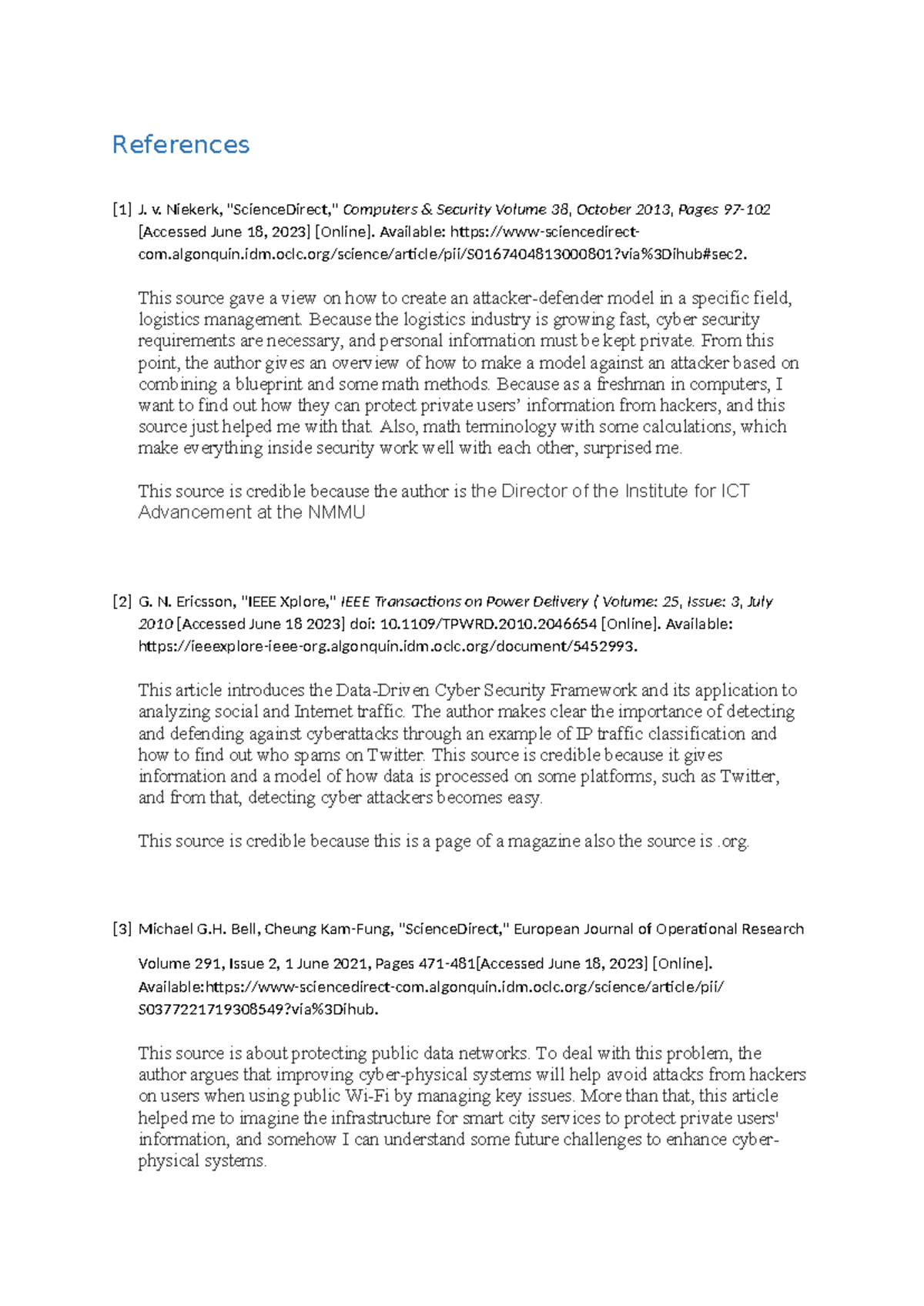 Annotated References - coding - References [1] J. v. Niekerk ...