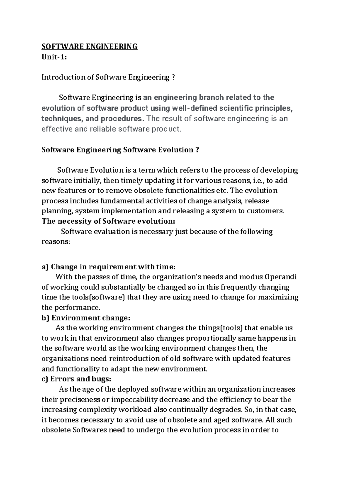 Software engineering - SOFTWARE ENGINEERING Unit-1: Introduction of ...