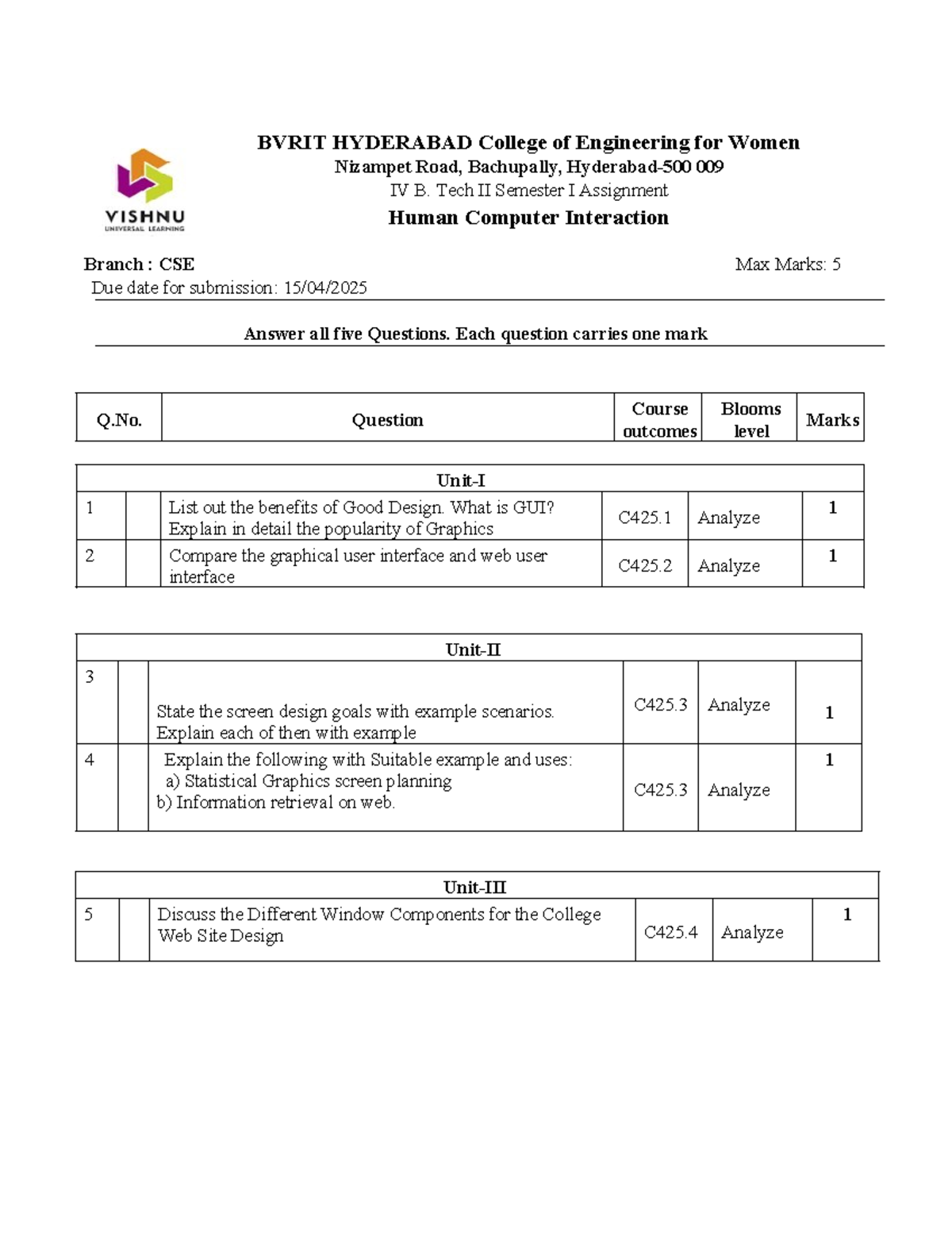 IV B. Tech II Sem Assignment on Human-Computer Interaction (HCI) - Studocu