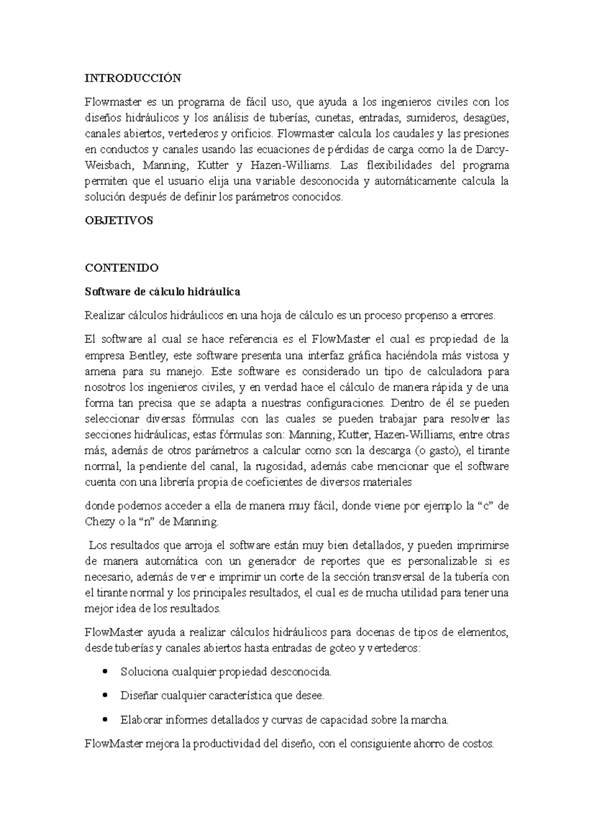 Guía de Uso del Software FlowMaster para Ingenieros Civiles - Studocu