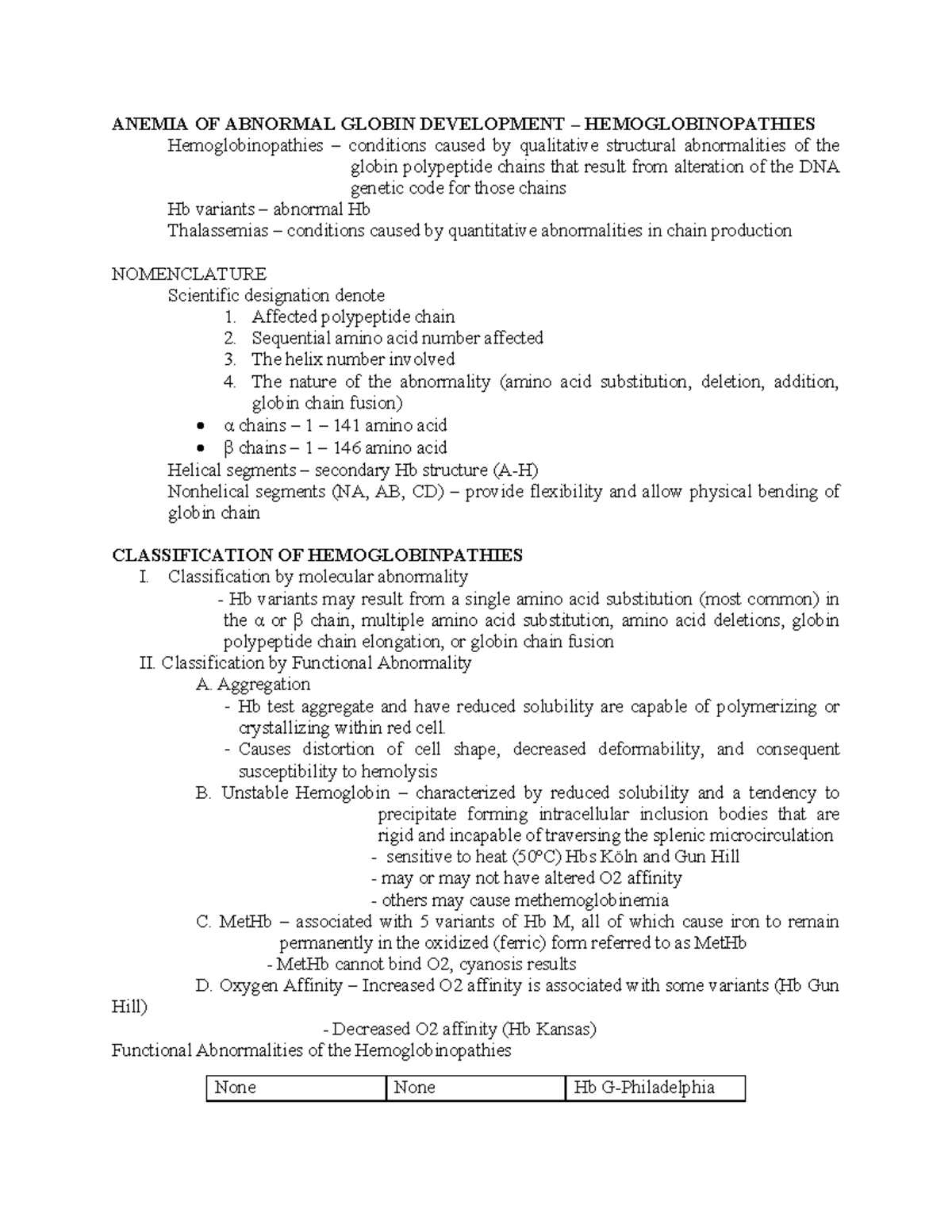 Anemia of Abnormal Globin Development: Hemoglobinopathies Overview ...
