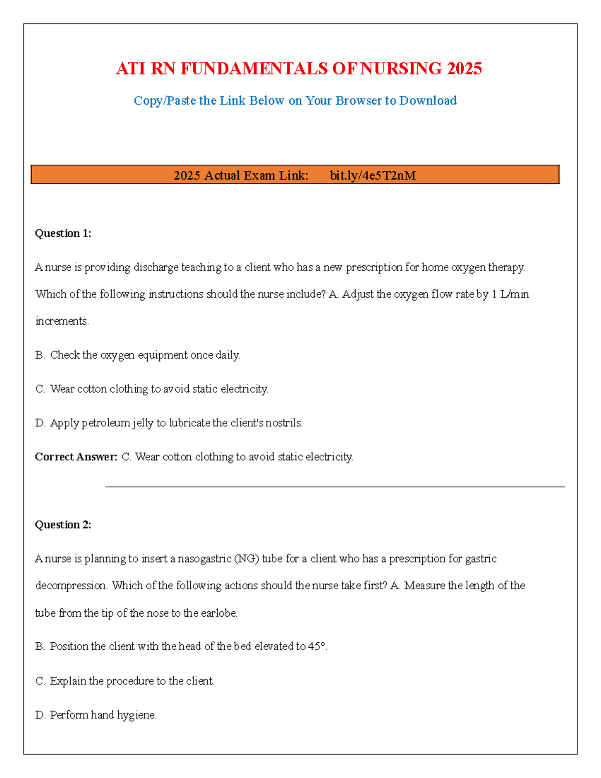 Ace RN Fundamentals of Nursing 2025 Exam Review Questions and Answers ...